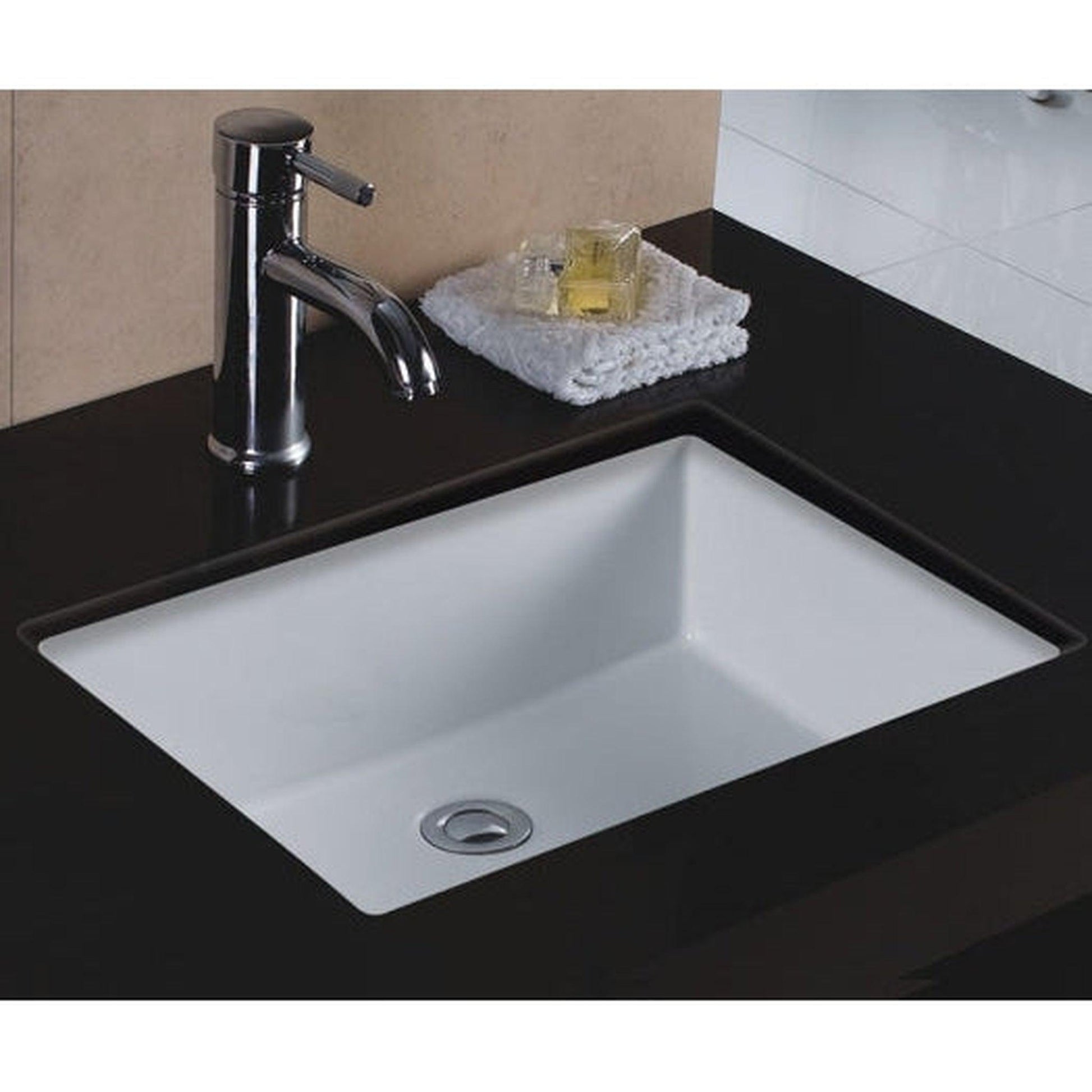 Wells Sinkware Rhythm 20" Rectangle White Traditional Vitreous Ceramic Undermount Bathroom Sink