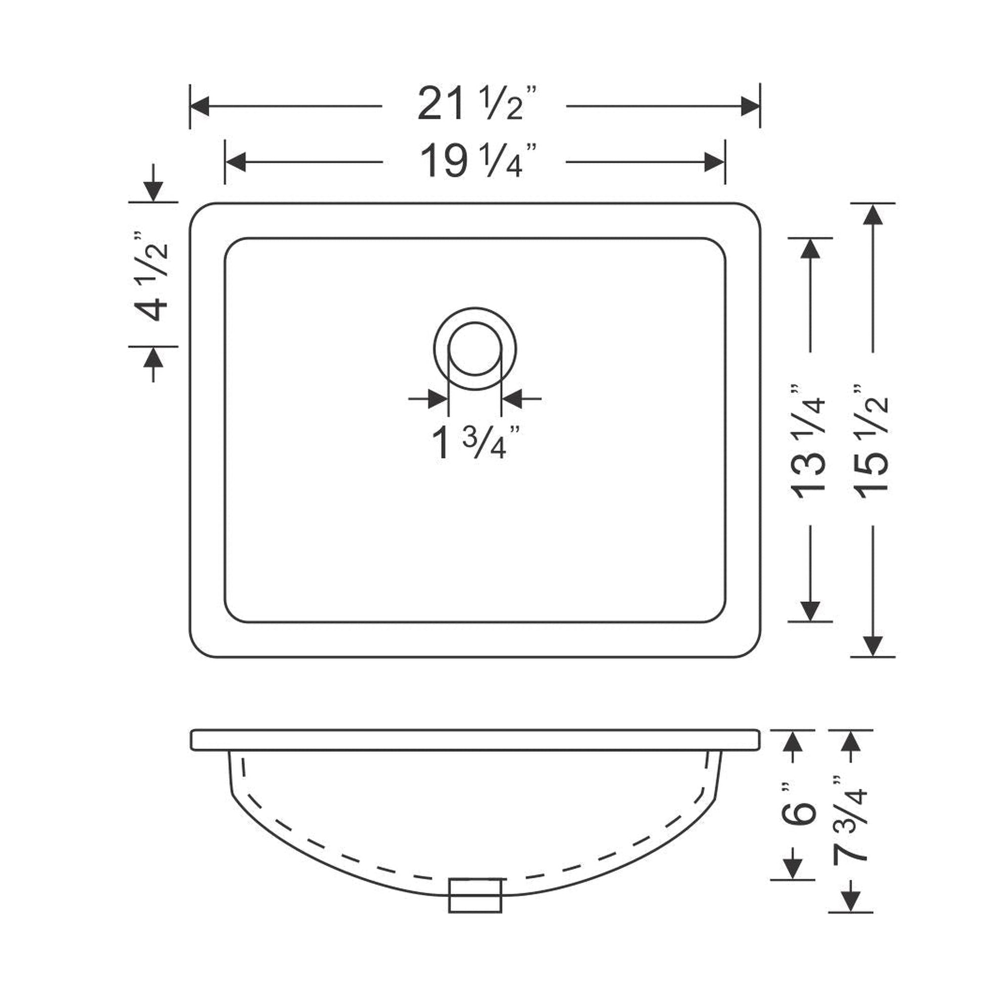 Wells Sinkware Rhythm 22" Rectangle Bisque Traditional Vitreous Ceramic Undermount Bathroom Sink