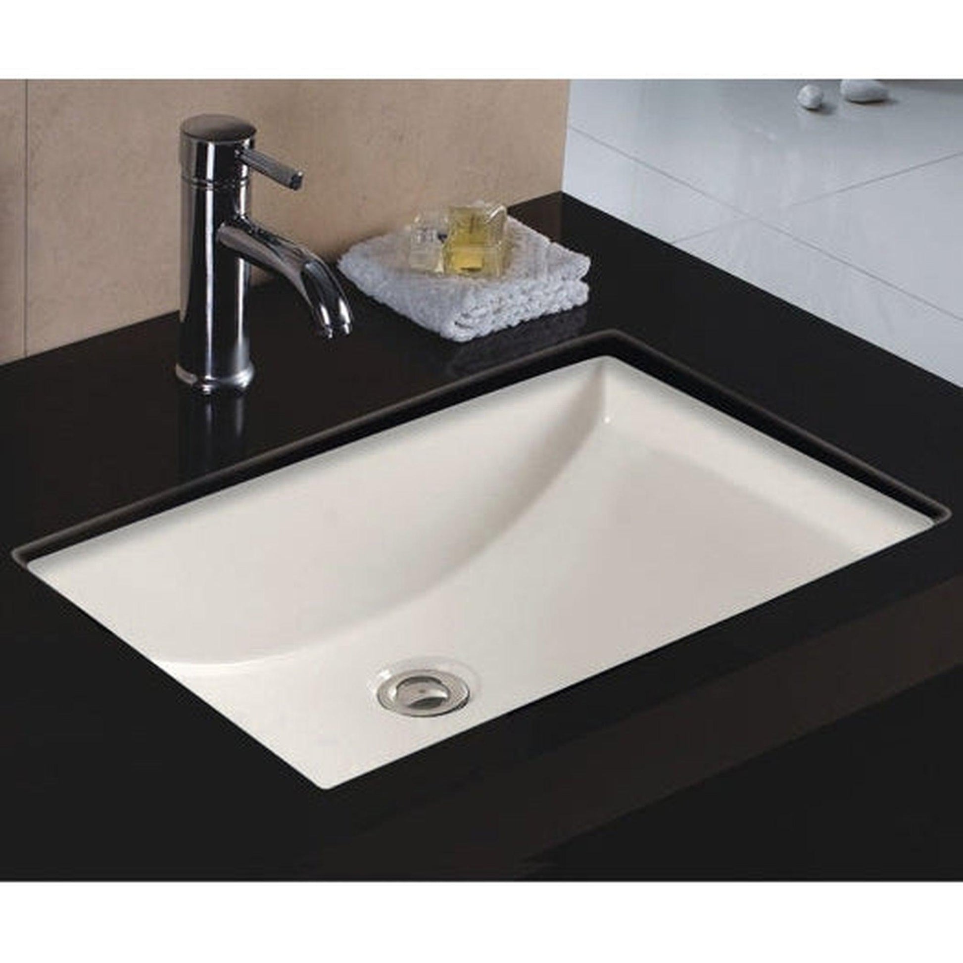 Wells Sinkware Rhythm 22" Rectangle Bisque Traditional Vitreous Ceramic Undermount Bathroom Sink
