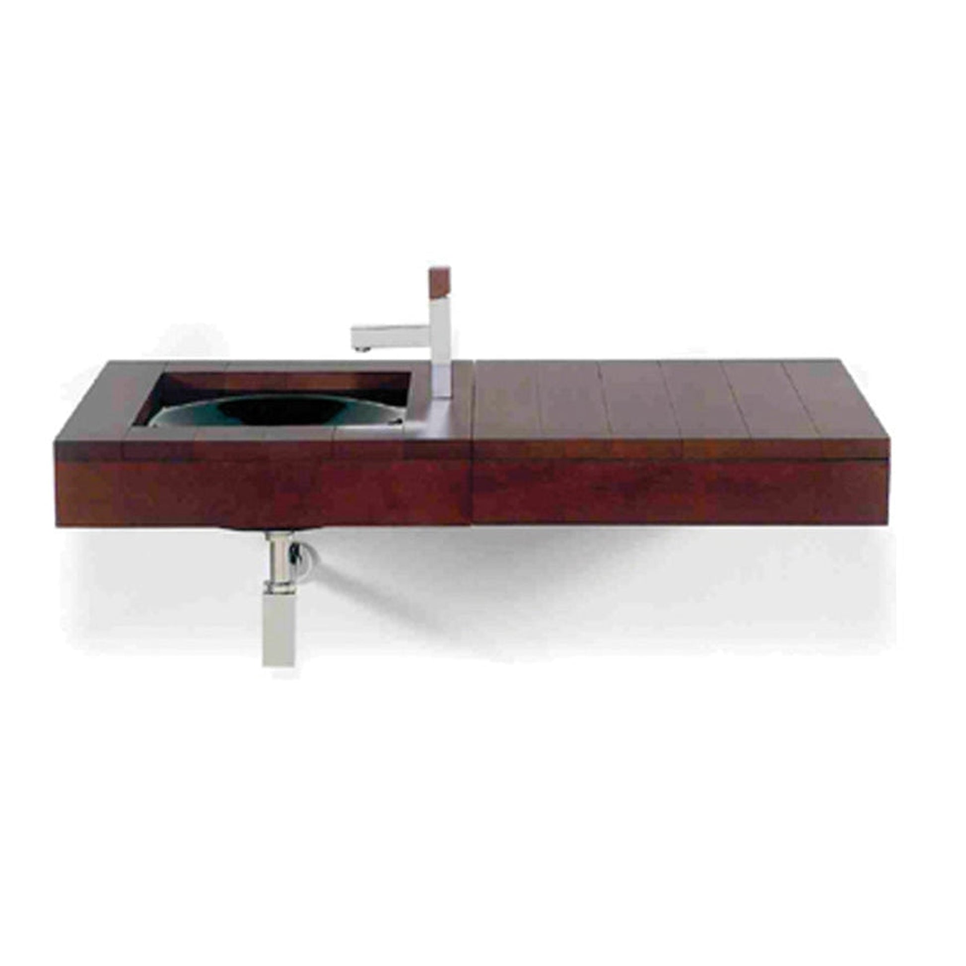 Whitehaus Antonio Miro AMMT02 Large Iroko Wood Wall Mount Counter Top Unit With Integral Drawer