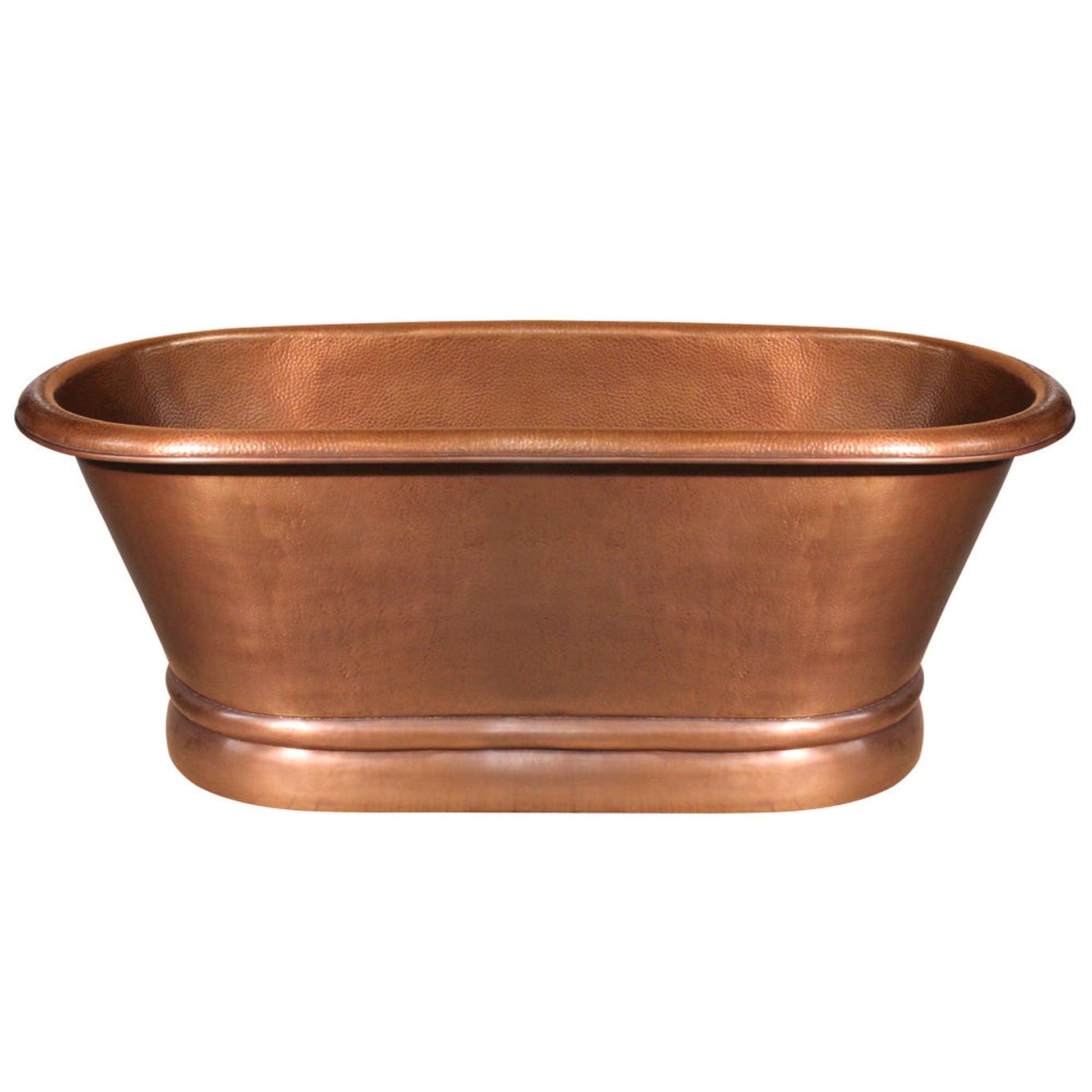 Whitehaus Bathhaus WHCT-1002-OCH Hammered Copper Freestanding Handmade Double Ended Bathtub With Hammered Exterior
