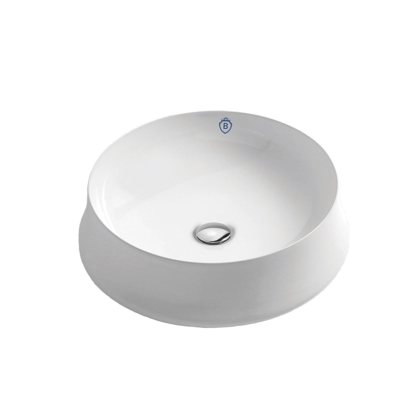 Whitehaus Britannia B-SH01 White Round Above Mount Basin With Center Drain