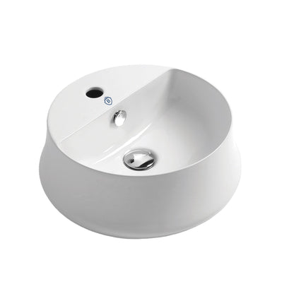 Whitehaus Britannia B-SH03 White Round Above Mount Basin With Single Faucet Hole Drill and Center Drain