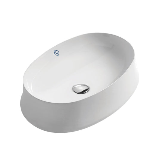 Whitehaus Britannia B-SH04 White Oval Above Mount Basin With Center Drain