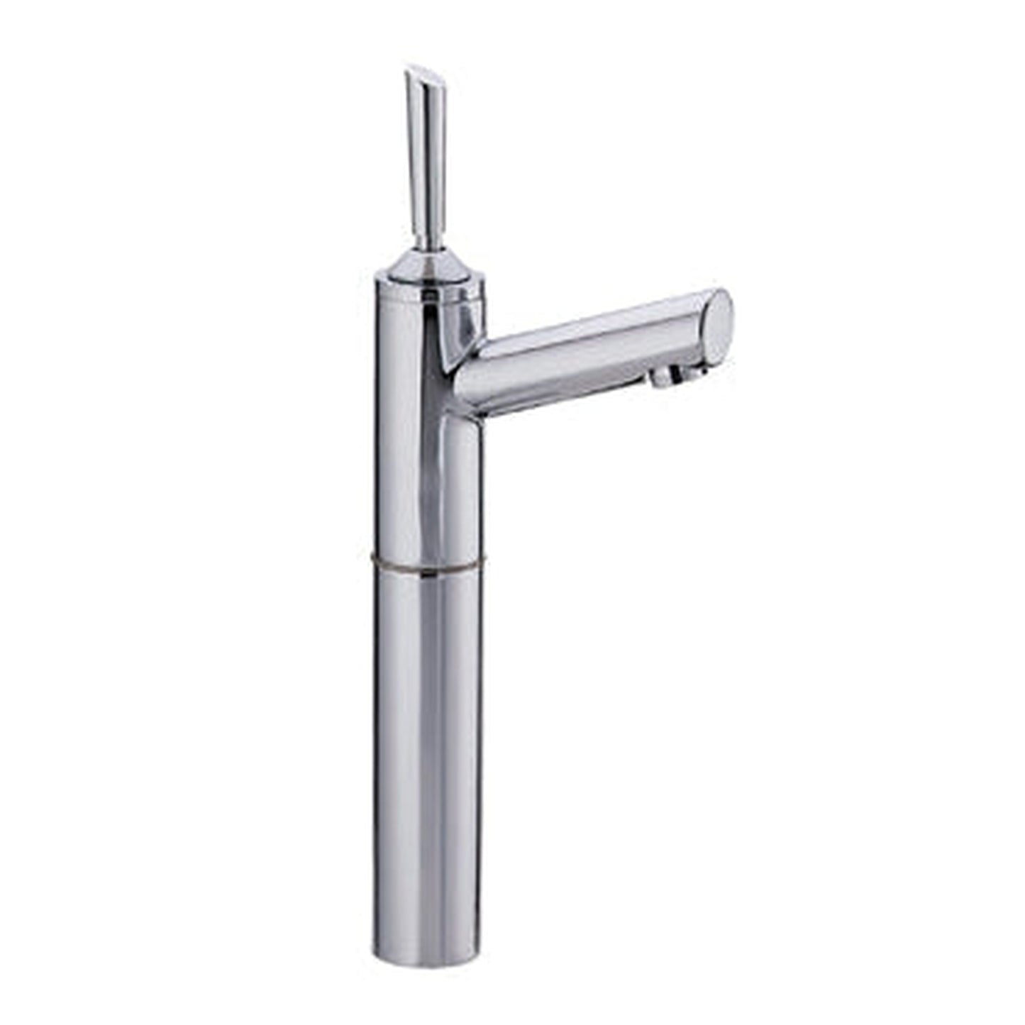 Whitehaus Centurion 3-3345-C Polished Chrome Single Hole Stick Handle Elevated Lavatory Faucet With 7” Extension and Short Spout