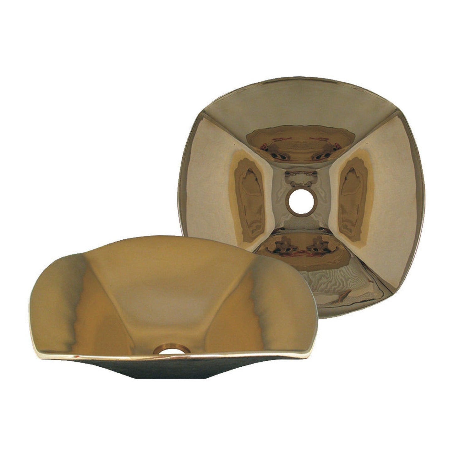 Whitehaus Copperhaus WH1515NDV-B Polished Brass Above Mount Basin With Smooth Texture & 1 1/2" Center Drain