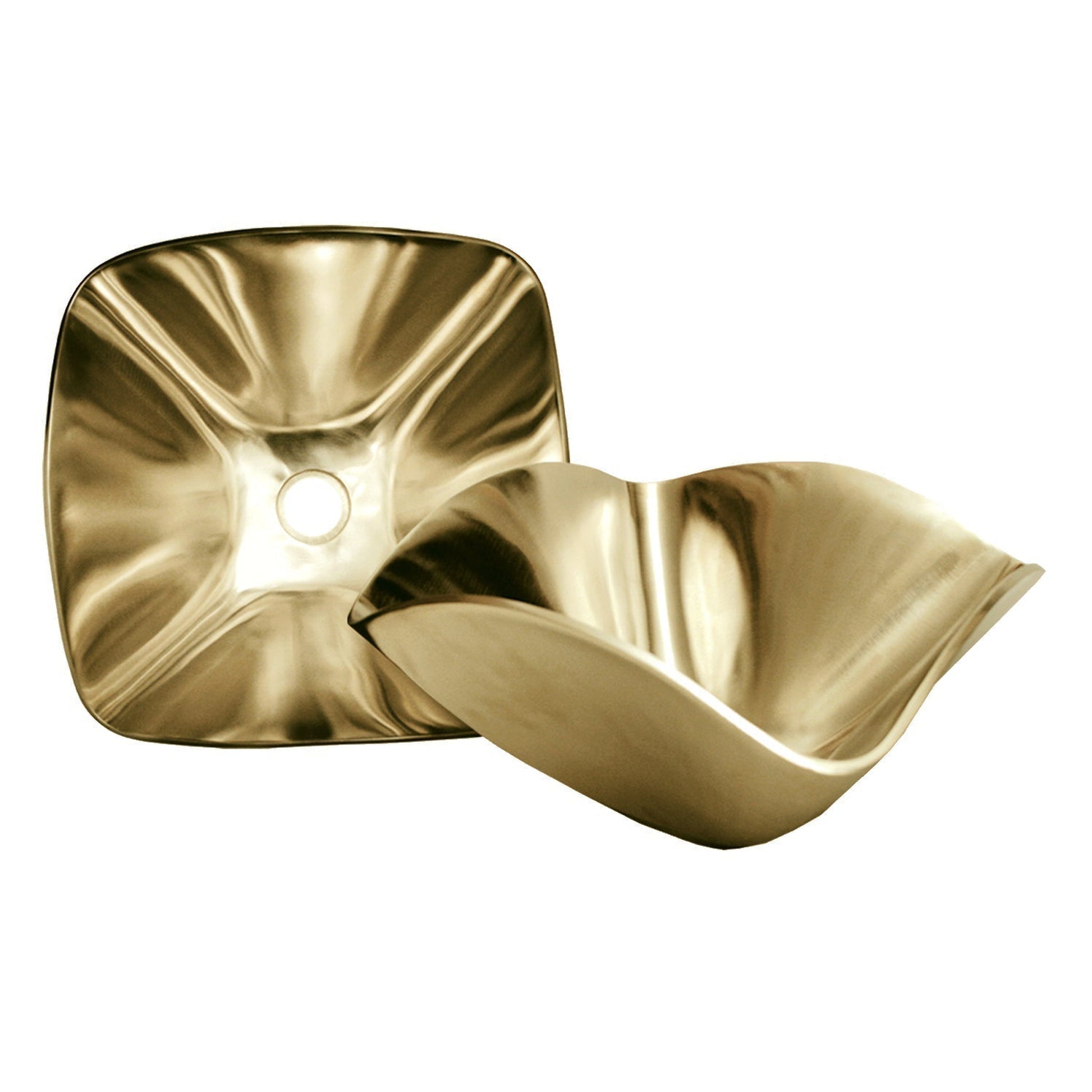 Whitehaus Copperhaus WHB13TLDV-B Polished Brass Rectangular Above Mount Basin With Smooth Texture & 1 1/2" Center Drain
