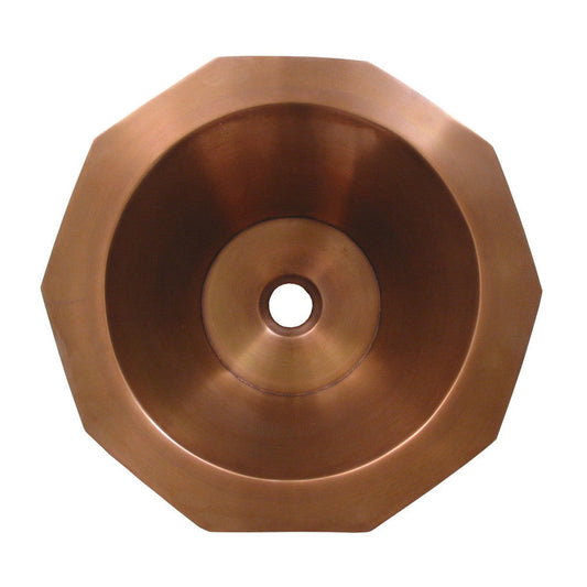 Whitehaus Copperhaus WHOCTDWV16-OCS Smooth Copper Decagon Shaped Above Mount Copper Bathroom Basin With Center Drain