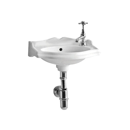 Whitehaus Isabella AR035R-C White Small Rectangular Wall Mount Basin With Integrated Oval Bowl and Rear Center Drain