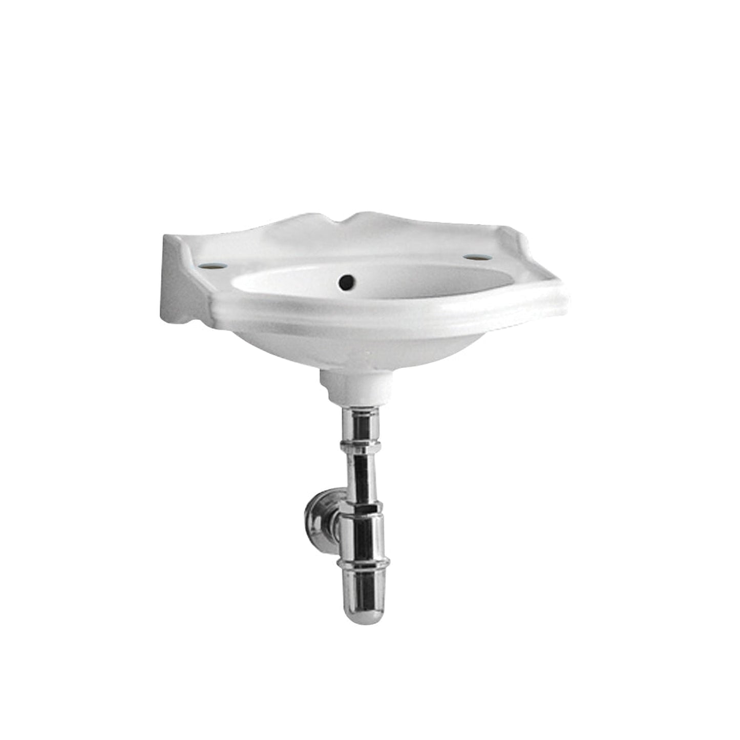 Whitehaus Isabella AR035T-C White Small Rectangular Wall Mount Basin With Integrated Oval Bowl and Rear Center Drain