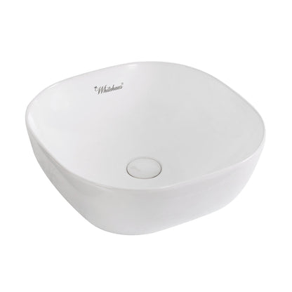 Whitehaus Isabella Plus WH71301 White Square Above Mount Basin With Center Drain
