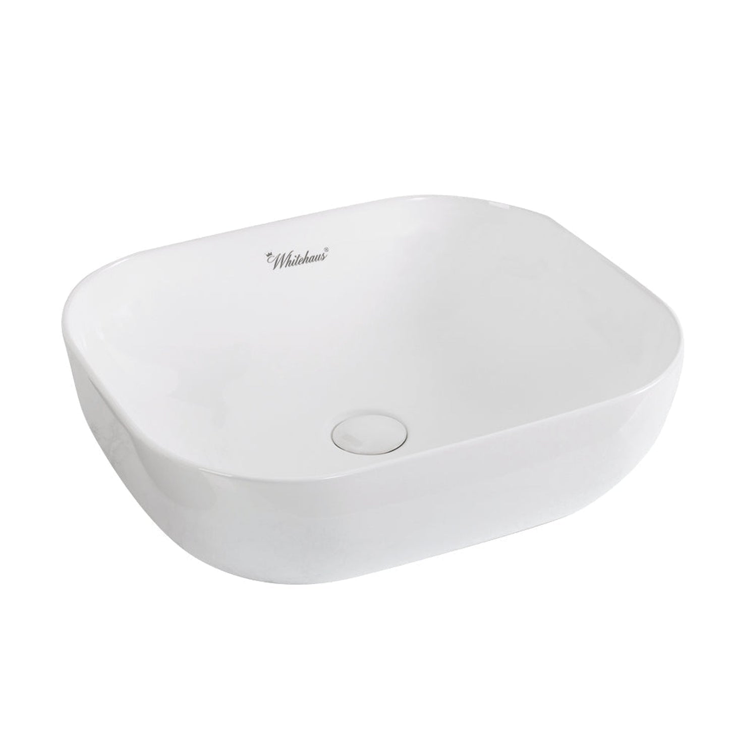 Whitehaus Isabella Plus WH71302 White Rectangular Above Mount Basin With Center Drain