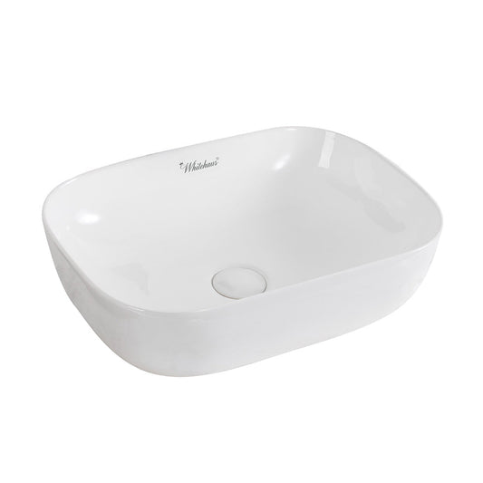 Whitehaus Isabella Plus WH71333 White Rectangular Above Mount Basin With Center Drain