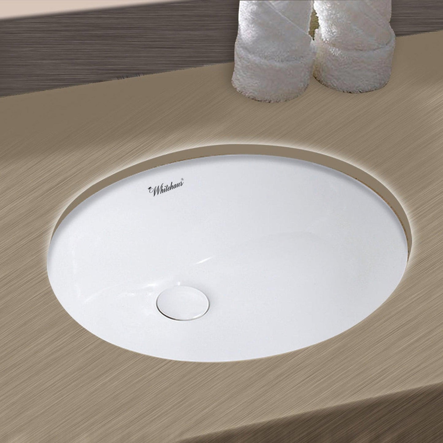 Whitehaus Isabella Plus WHU71001 White Oval Undermount Basin With Overflow and Rear Center Drain