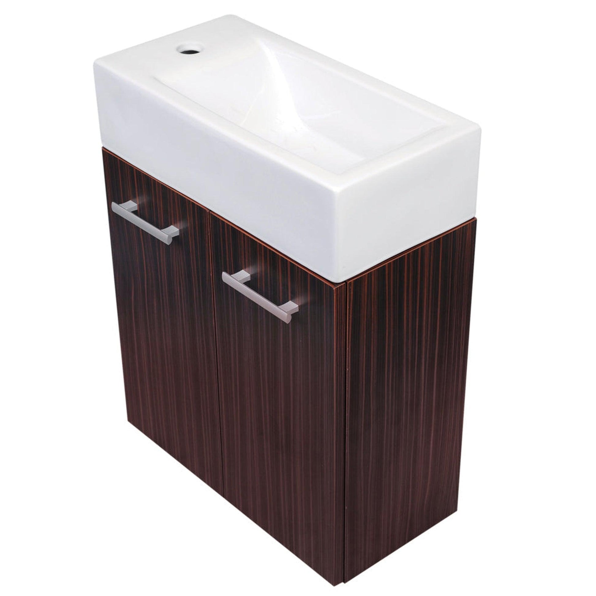 Whitehaus Isabella WH114LSCB-E Wall Mount Double Door Vanity In Espresso Complete With a White Basin