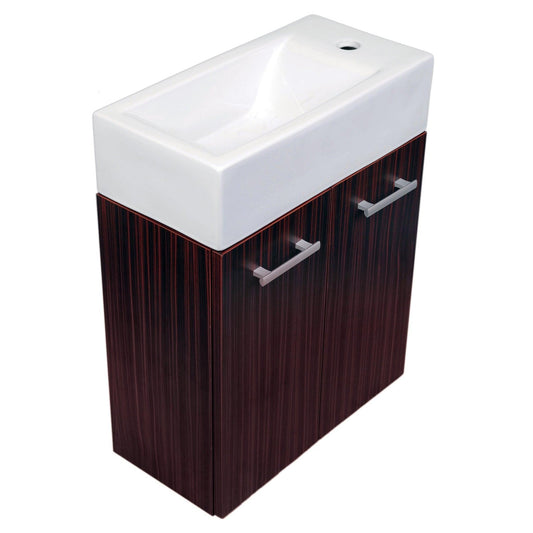 Whitehaus Isabella WH114RSCB-E Wall Mount Double Door Vanity In Espresso Complete With a White Basin