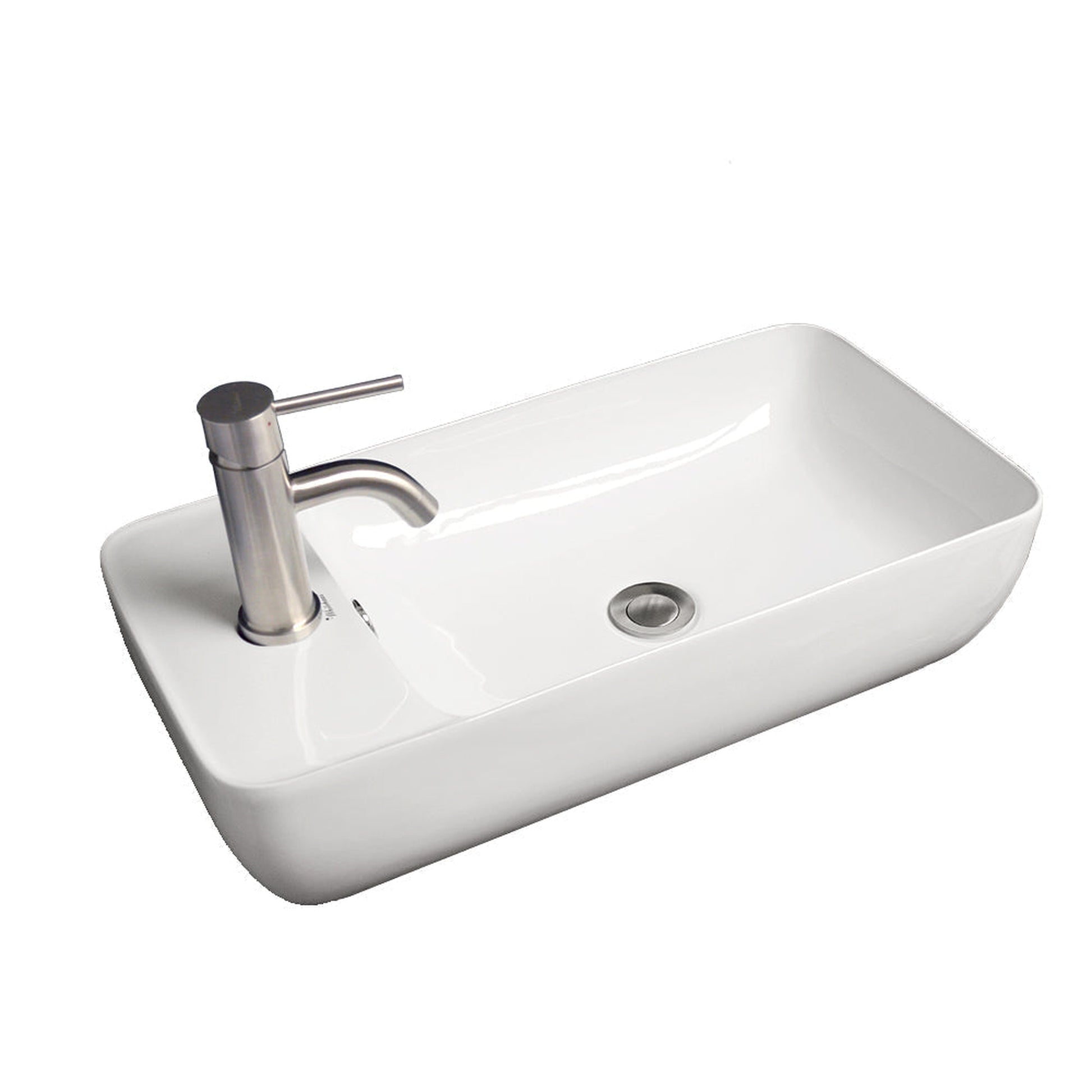 Whitehaus Isabella WHKN1015A White Rectangular Above Mount Basin With Integrated Rectangular Bowl and Center Drain