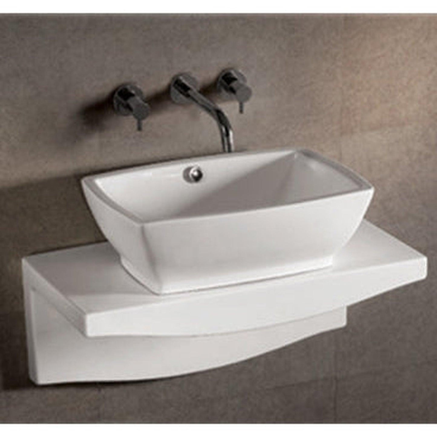 Whitehaus Isabella WHKN1065-1116 White Rectangular Above Mount Basin With Overflow and Center Drain