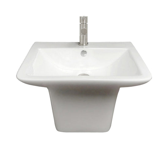Whitehaus Isabella WHKN1148A White Wall Mount Basin With Integrated Rectangular Bowl and Center Drain