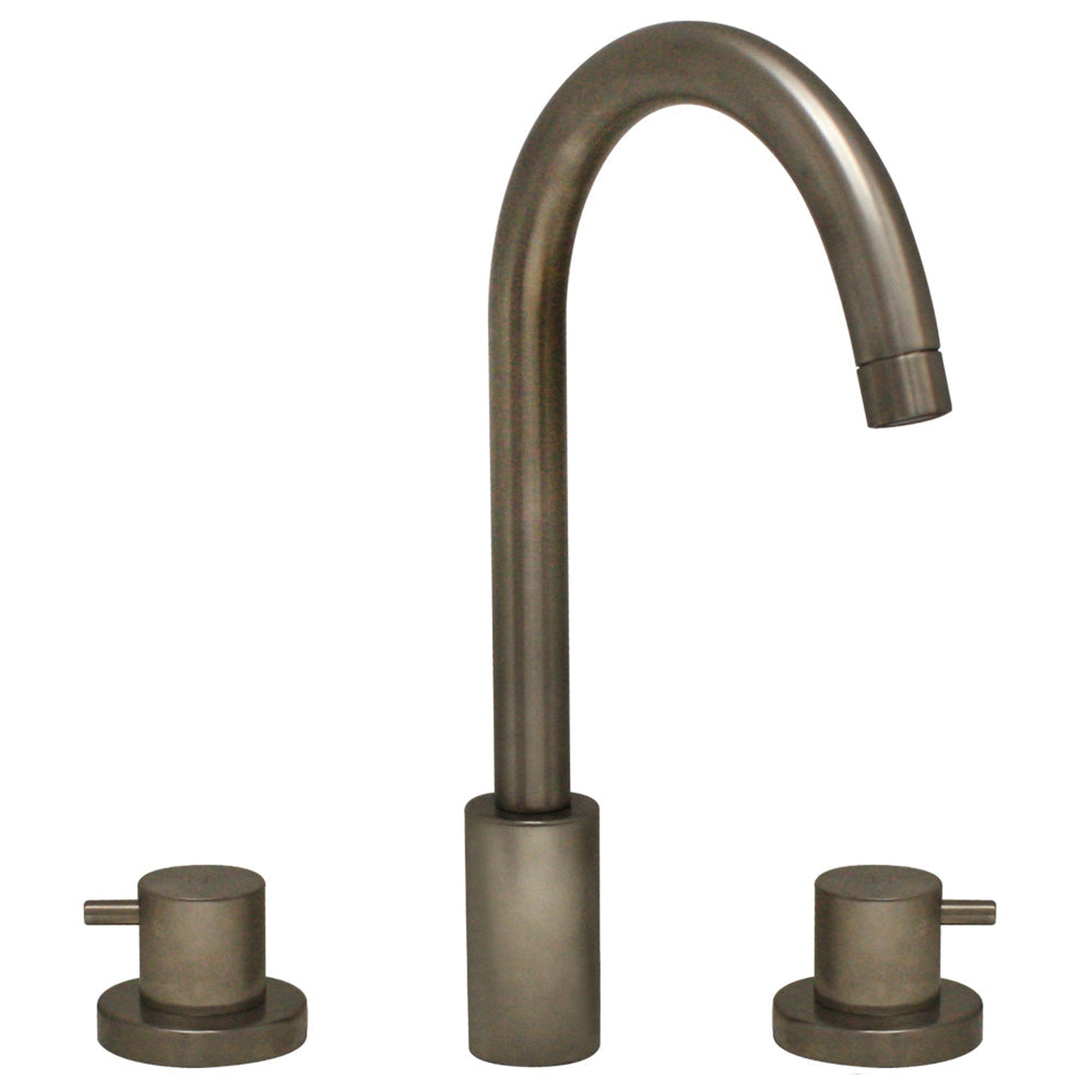 Whitehaus Luxe WHLX78214-BN Brushed Nickel Widespread Lavatory Faucet With Tall Gooseneck Swivel Spout and Pop-up Waste
