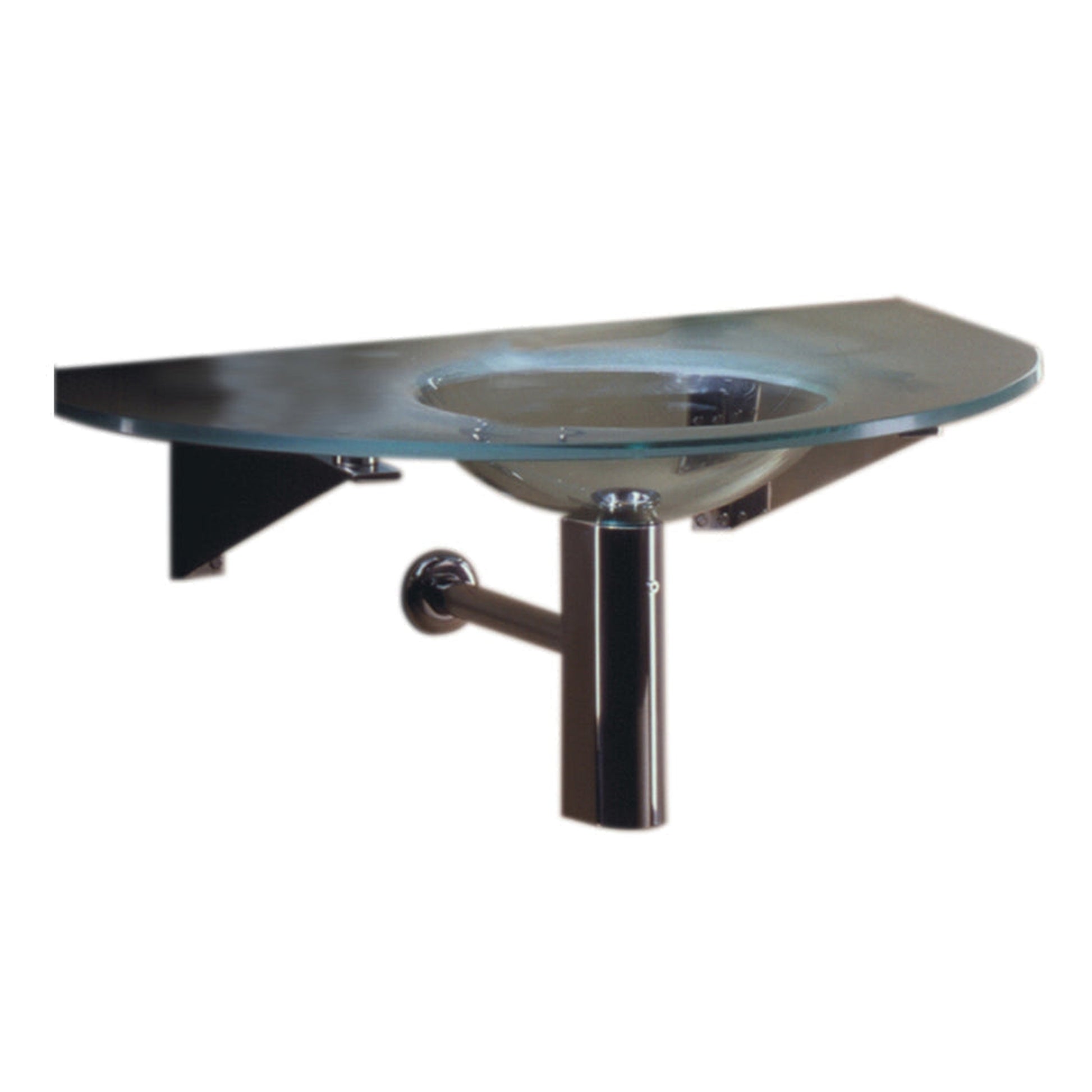Whitehaus New Generation WHLOOM-A Large Arched 1/2" Matte Glass Wall Mount Counter Top With Integrated Round Basin