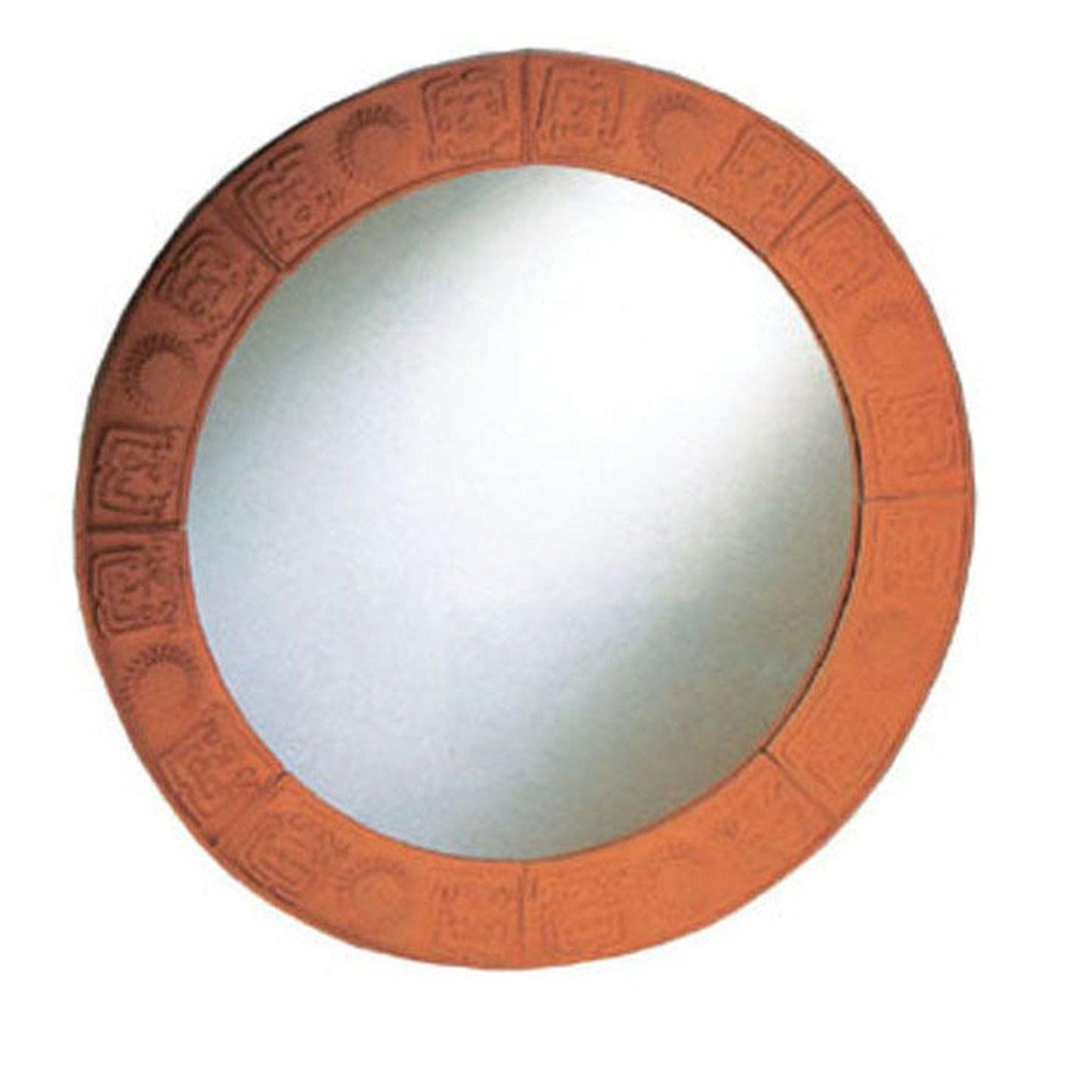 Whitehaus New Generation WHLTC500 Large Round Mirror With Embossed Terra Cotta Border