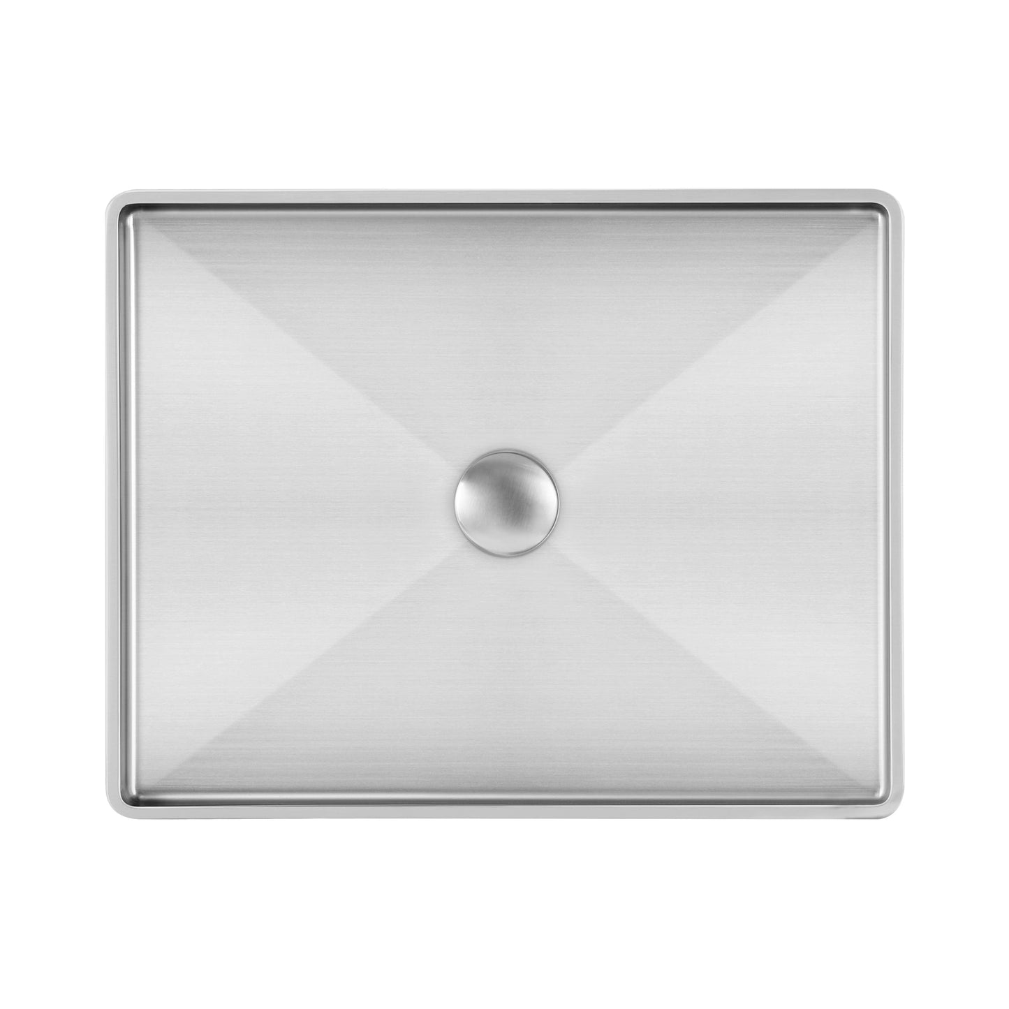Whitehaus Noah Plus WHNPL1578-BSS Rectangular Brushed Stainless Steel Above Mount Basin Set With Center Drain