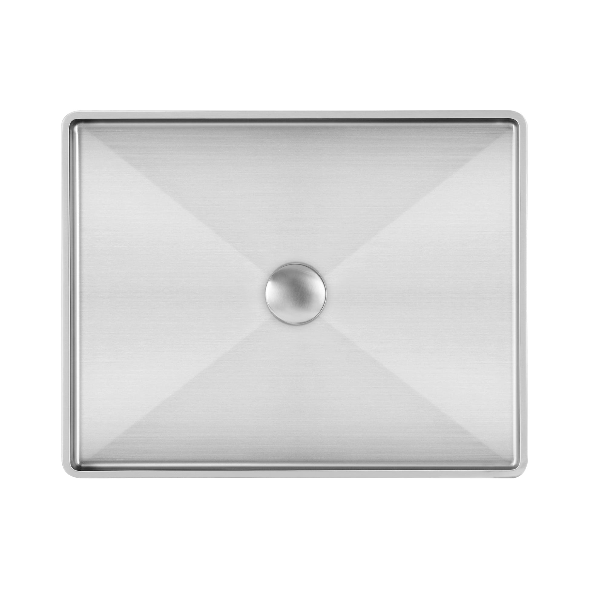 Whitehaus Noah Plus WHNPL1578-BSS Rectangular Brushed Stainless Steel Above Mount Basin Set With Center Drain