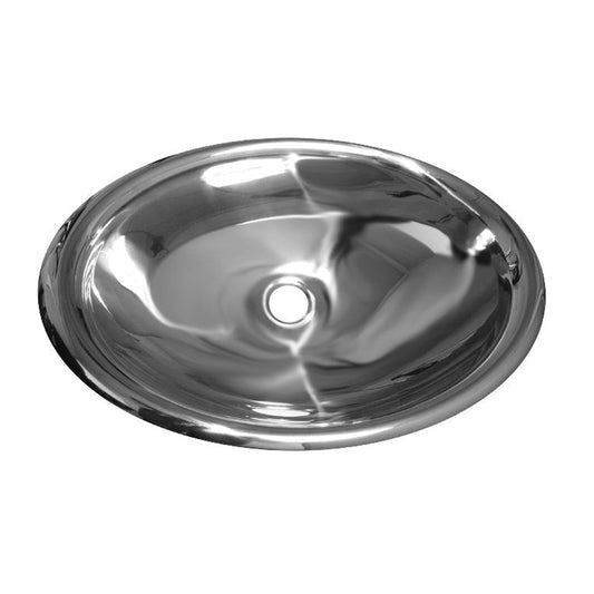 Whitehaus Noah's Collection WHNVE218 Mirrored Stainless Steel Drop-in/Undermount Bathroom Basin With Center Drain