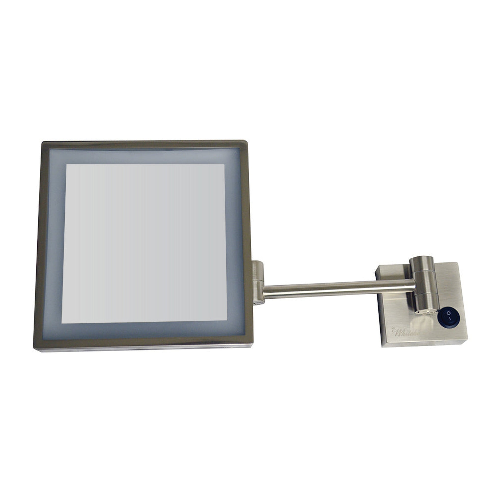 Whitehaus WHMR25-BN Brushed Nickel Square Wall Mount Led 5X Magnified Mirror