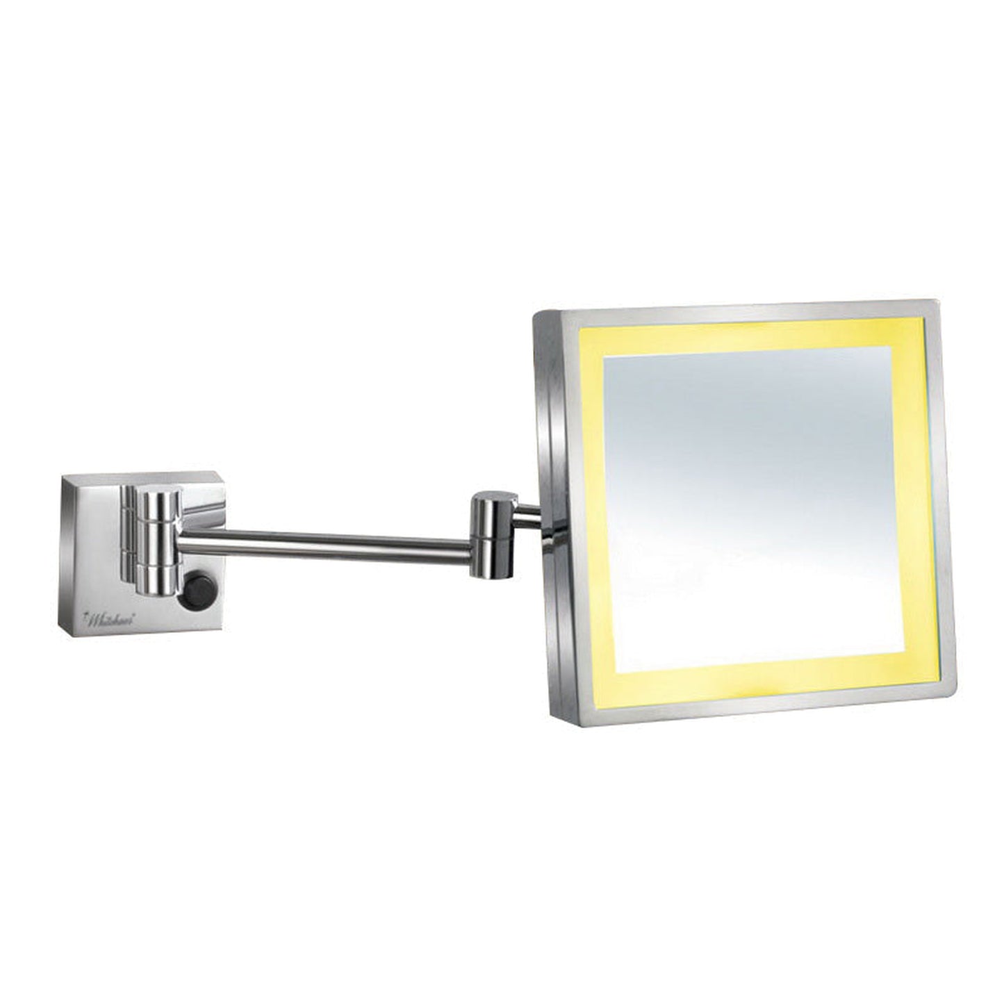 Whitehaus WHMR25-C Polished Chrome Square Wall Mount Led 5X Magnified Mirror