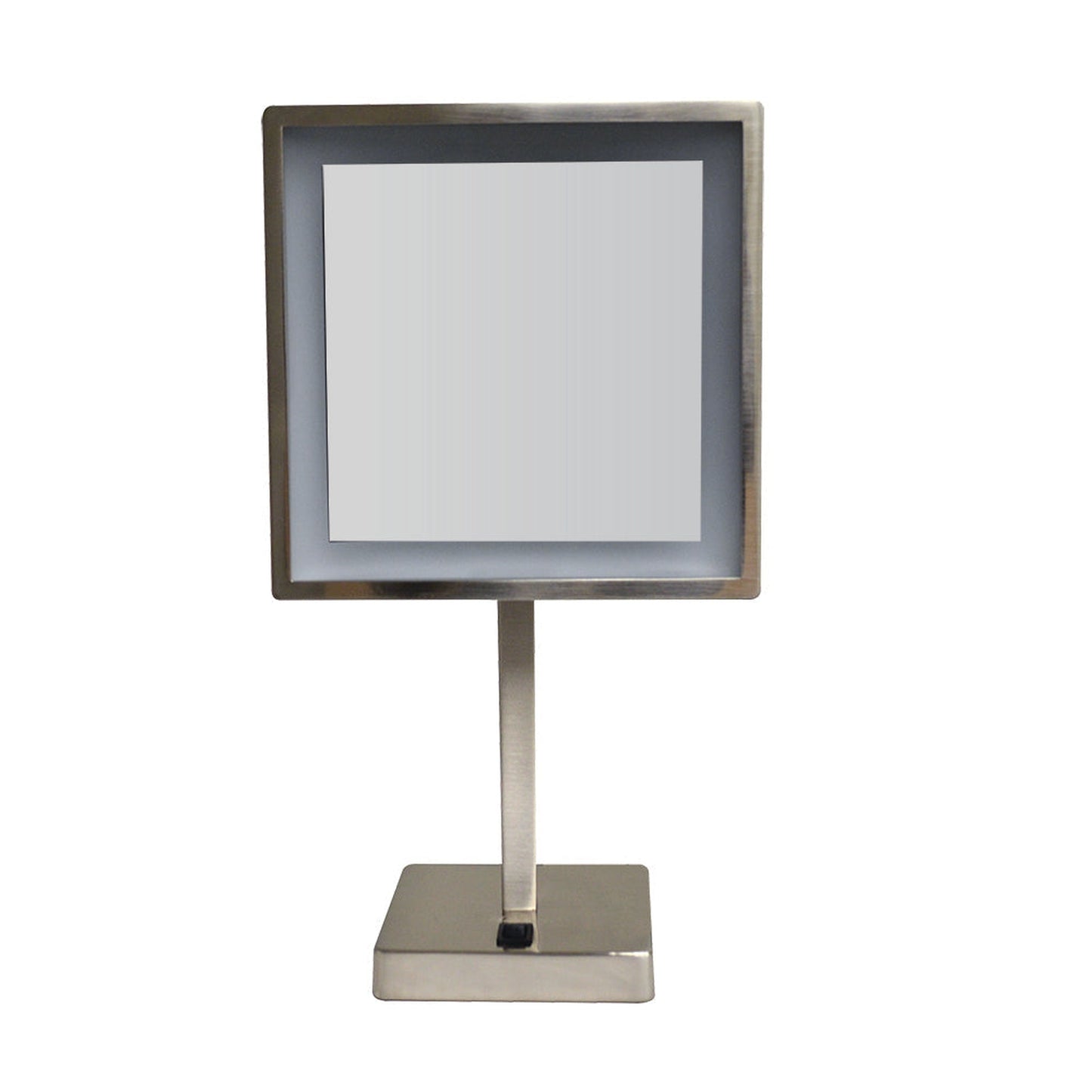 Whitehaus WHMR295-BN Brushed Nickel Square Freestanding Led 5X Magnified Mirror