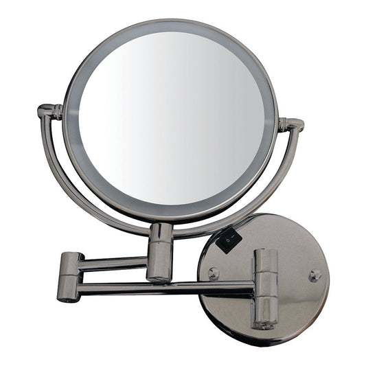 Whitehaus WHMR912-BN Brushed Nickel Round Wall Mount Dual Led 7X Magnified Mirror
