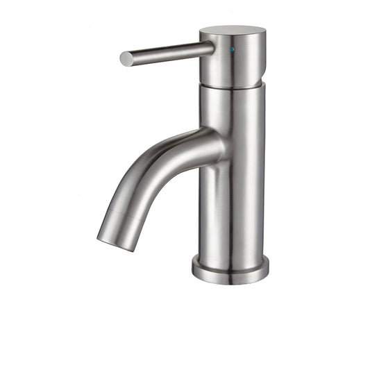 Whitehaus Waterhaus WHS0111-SB-BSS Solid Brushed Stainless Steel Single Hole/ Single Lever Lavatory Faucet With Matching Pop-up Waste