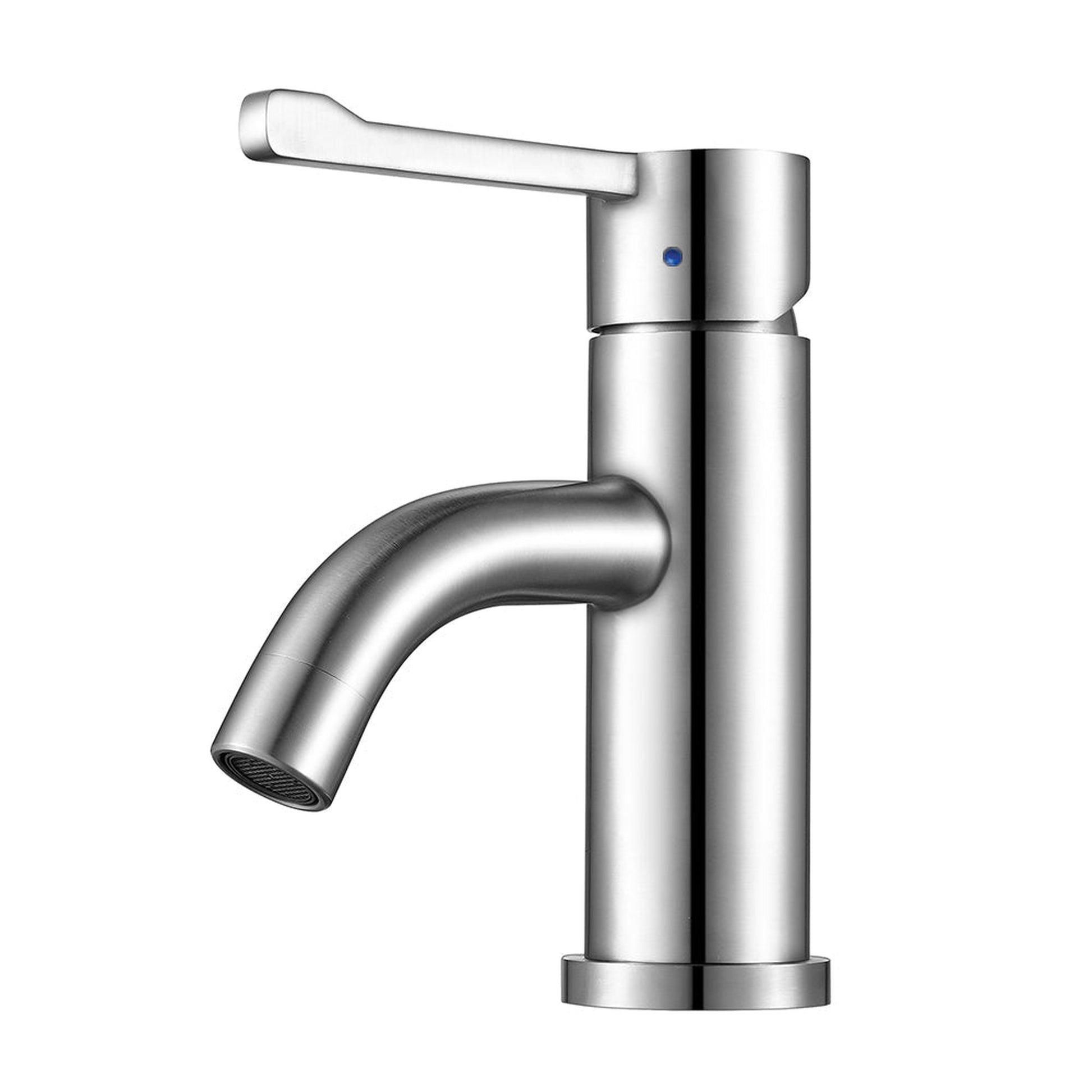 Whitehaus Waterhaus WHS0221-SB-PSS Solid Polished Stainless Steel Single Hole Extended Single Lever Lavatory Faucet