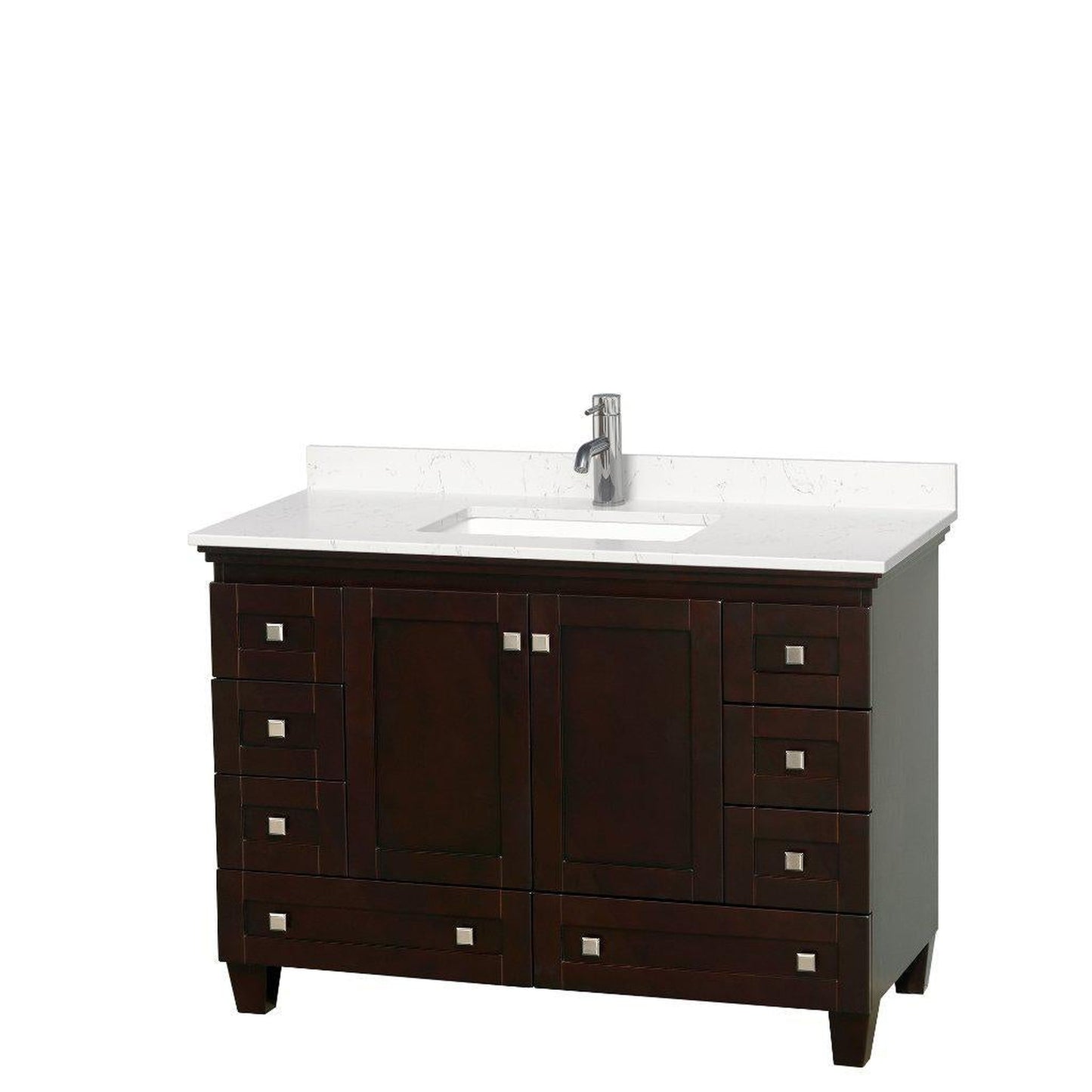 Wyndham Collection Acclaim 48" Single Bathroom Espresso Vanity With Light-Vein Carrara Cultured Marble Countertop And Undermount Square Sink