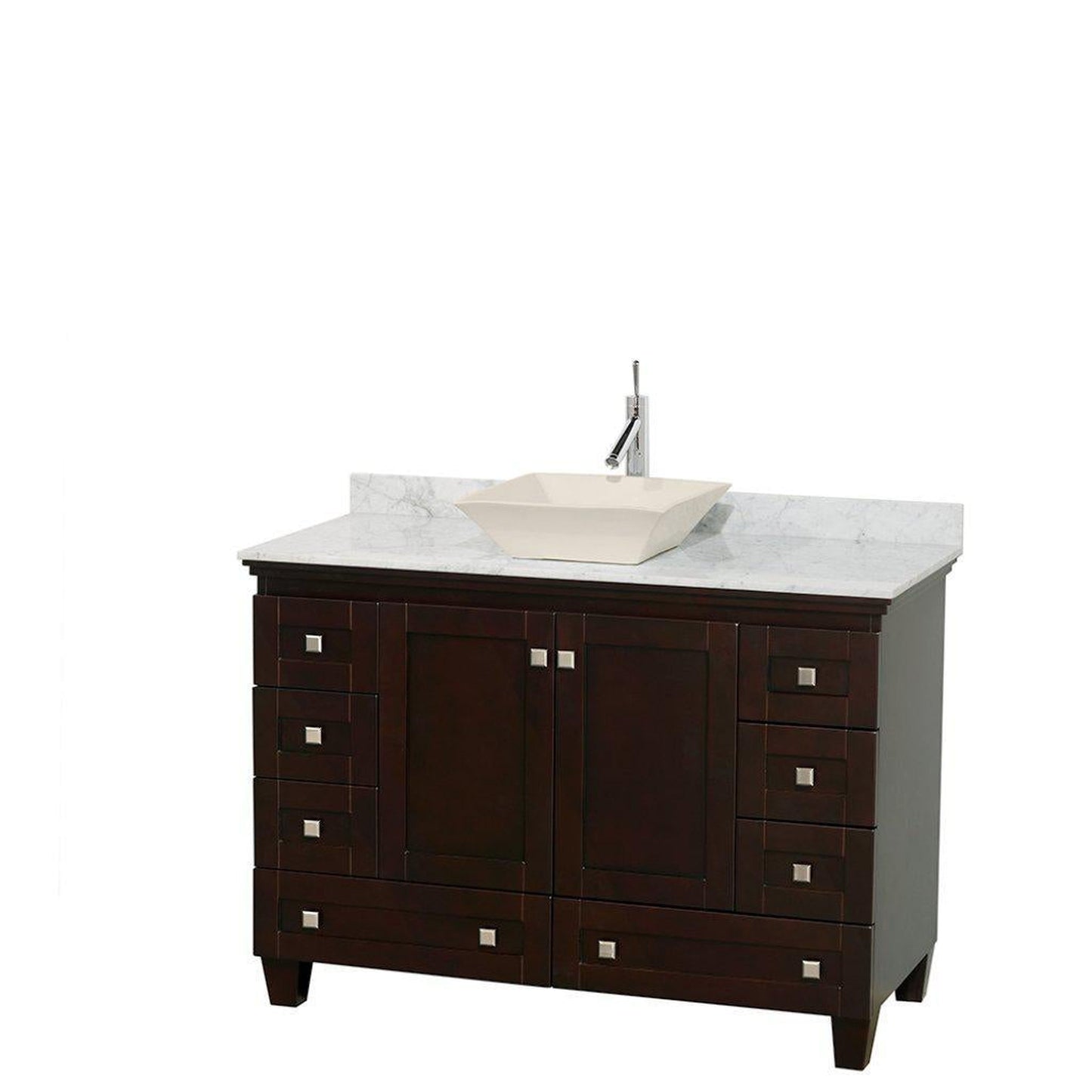 Wyndham Collection Acclaim 48" Single Bathroom Espresso Vanity With White Carrara Marble Countertop And Pyra Bone Sink