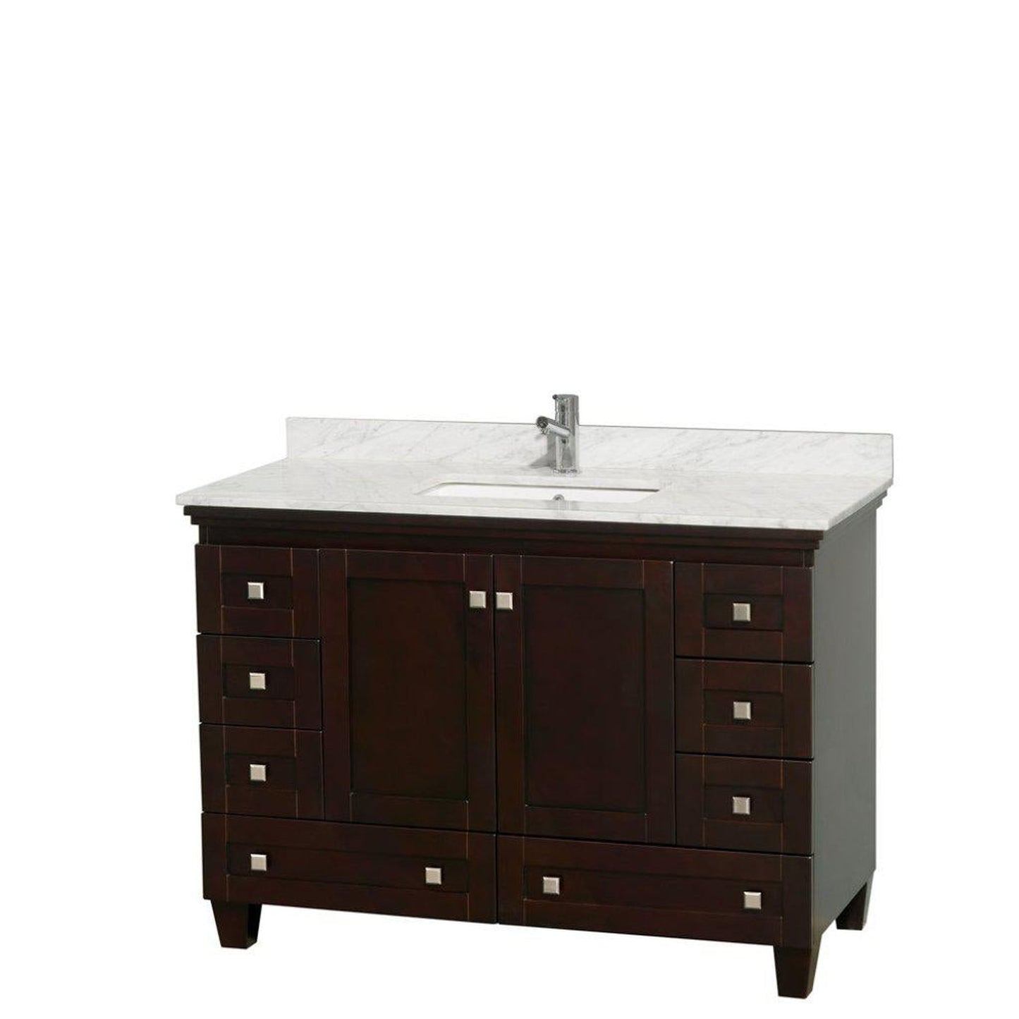 Wyndham Collection Acclaim 48" Single Bathroom Espresso Vanity With White Carrara Marble Countertop And Undermount Square Sink