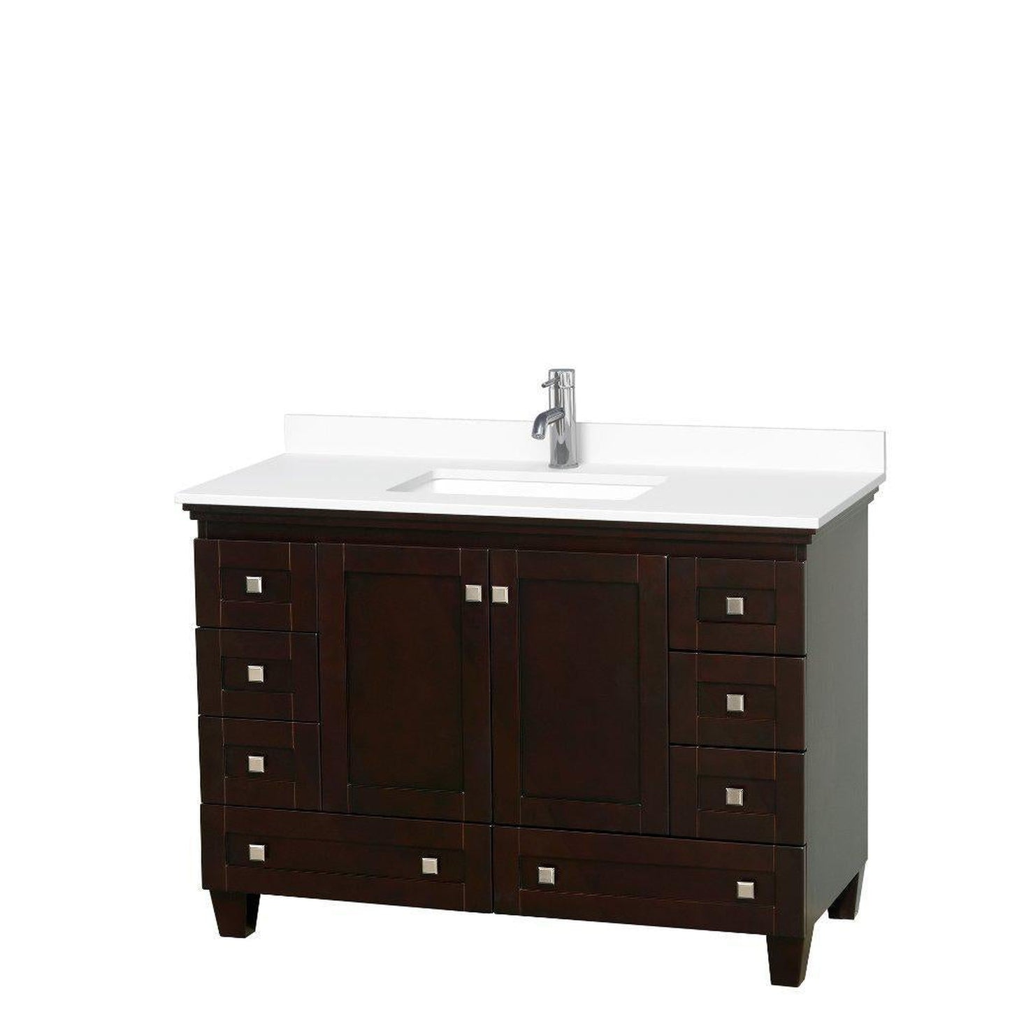 Wyndham Collection Acclaim 48" Single Bathroom Espresso Vanity With White Cultured Marble Countertop And Undermount Square Sink