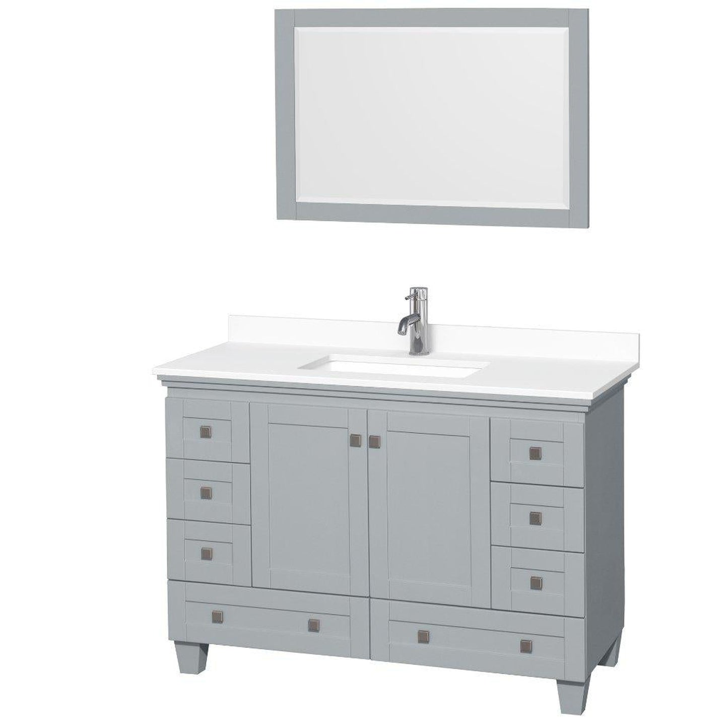 Wyndham Collection Acclaim 48" Single Bathroom Oyster Gray Vanity Set With White Cultured Marble Countertop And Undermount Square Sink And 24" Mirror
