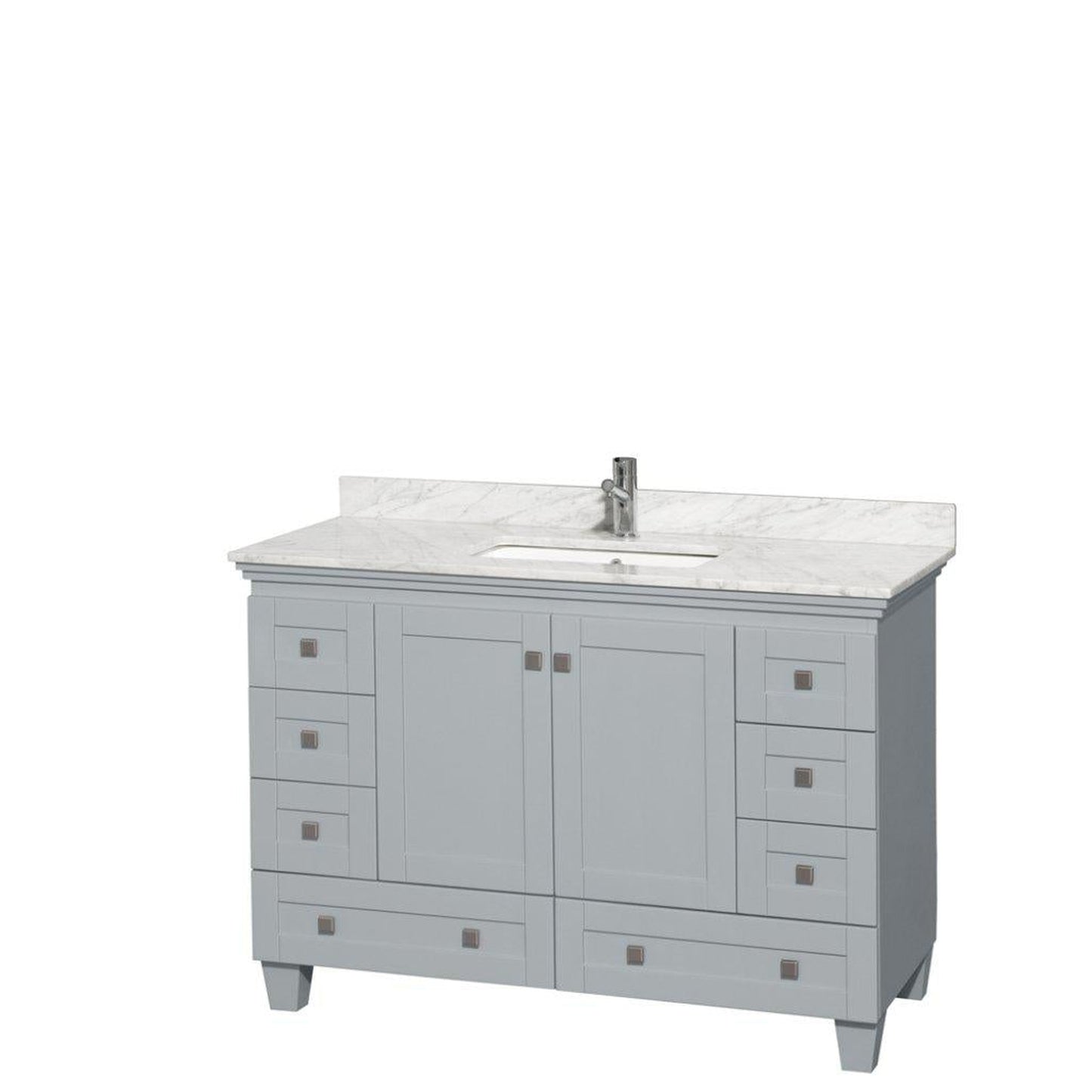 Wyndham Collection Acclaim 48" Single Bathroom Oyster Gray Vanity With White Carrara Marble Countertop And Undermount Square Sink