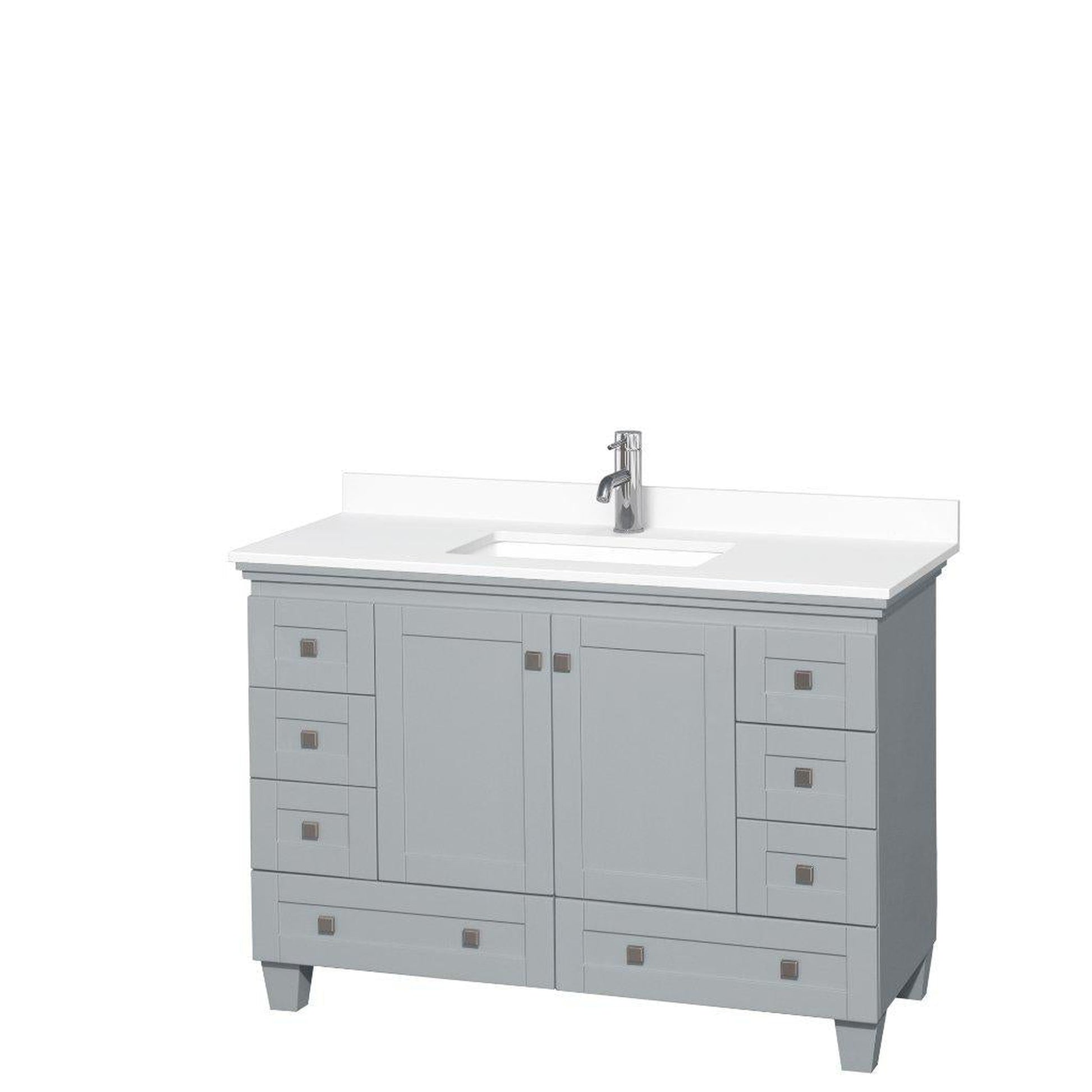 Wyndham Collection Acclaim 48" Single Bathroom Oyster Gray Vanity With White Cultured Marble Countertop And Undermount Square Sink