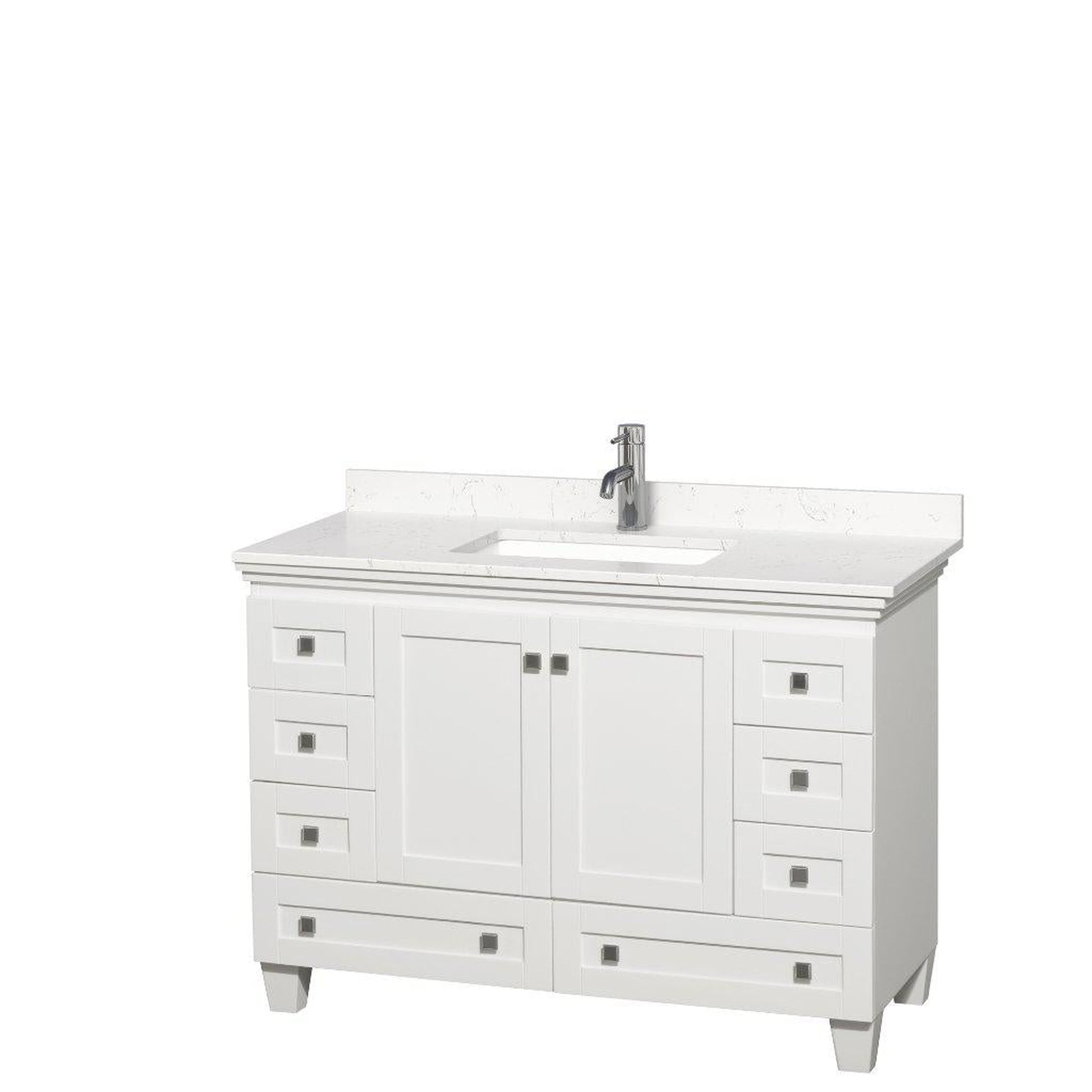 Wyndham Collection Acclaim 48" Single Bathroom White Vanity With Light-Vein Carrara Cultured Marble Countertop And Undermount Square Sink