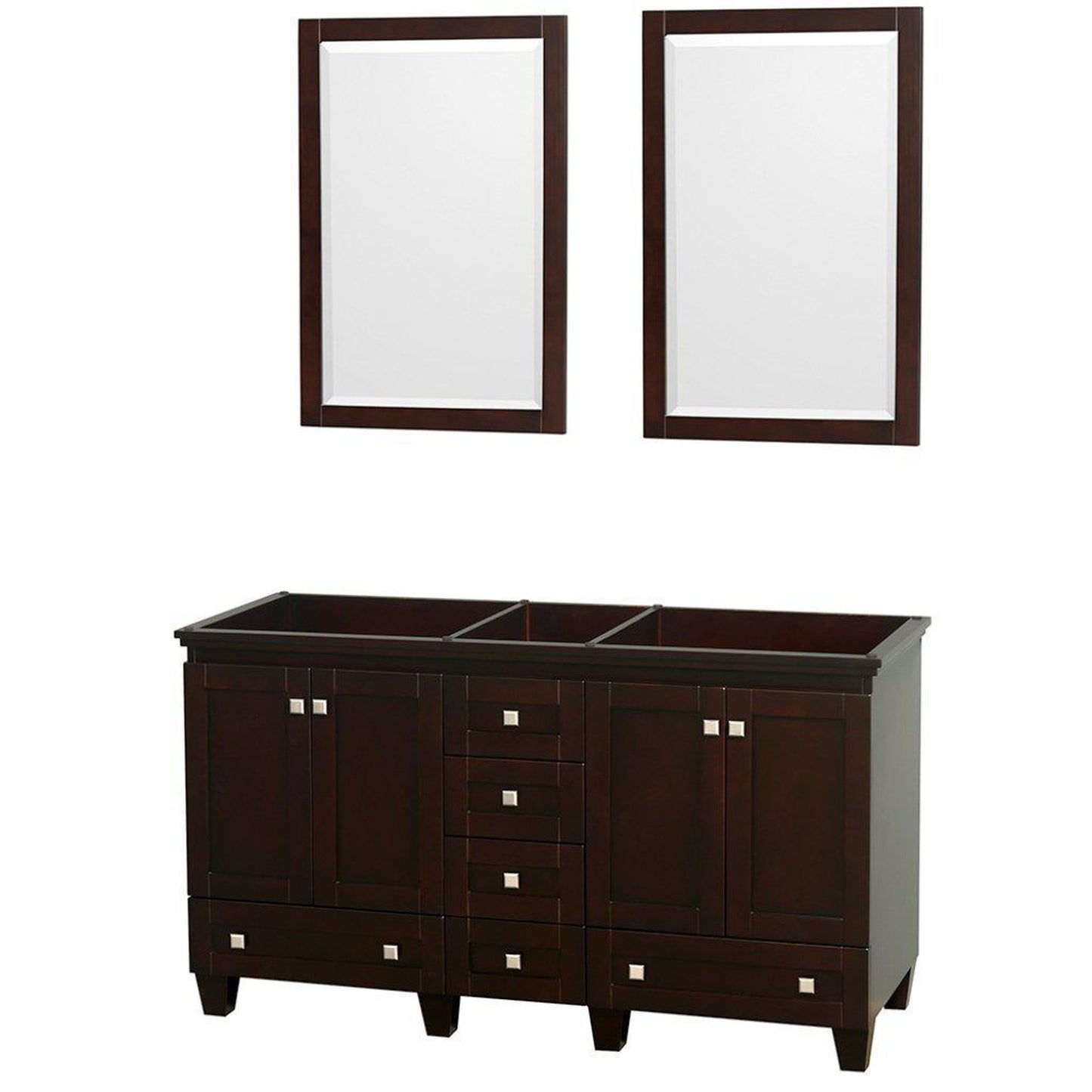 Wyndham Collection Acclaim 60" Double Bathroom Espresso Vanity With 2 Set Of 24" Mirror