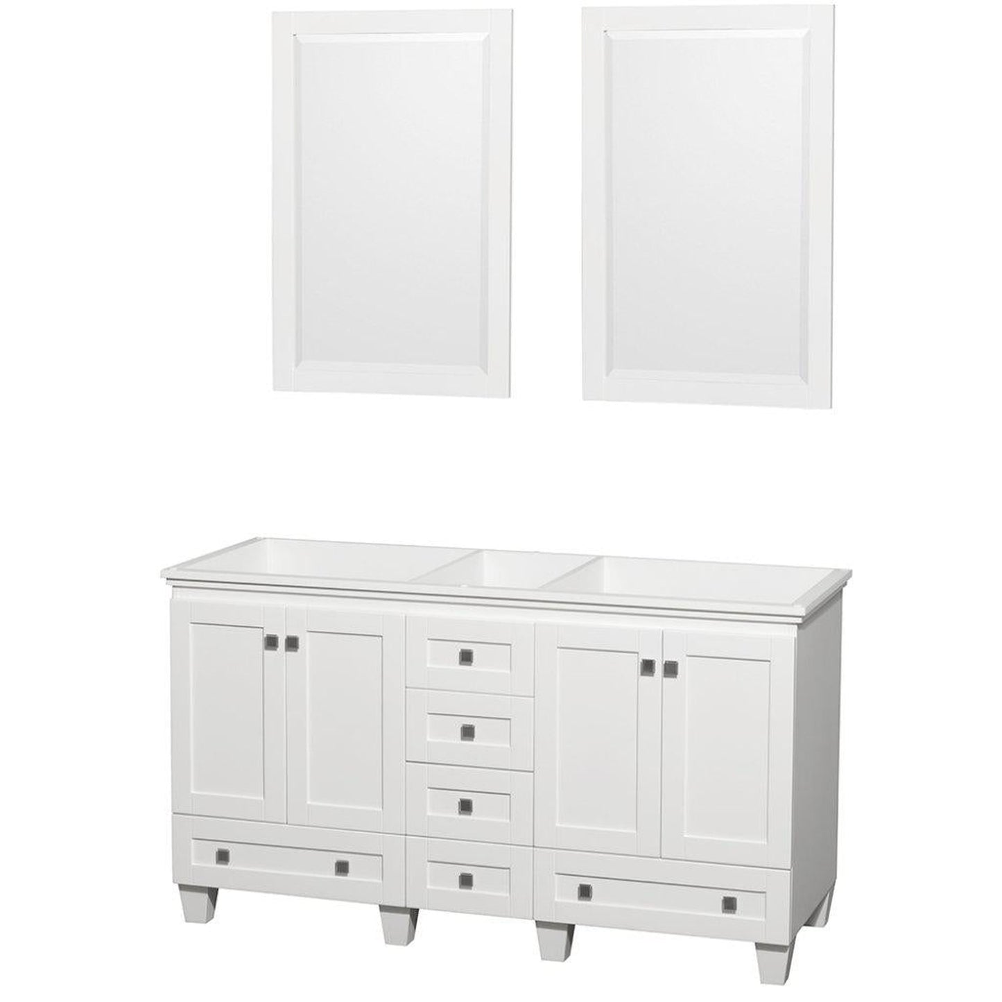 Wyndham Collection Acclaim 60" Double Bathroom White Vanity With 2 Set Of 24" Mirror