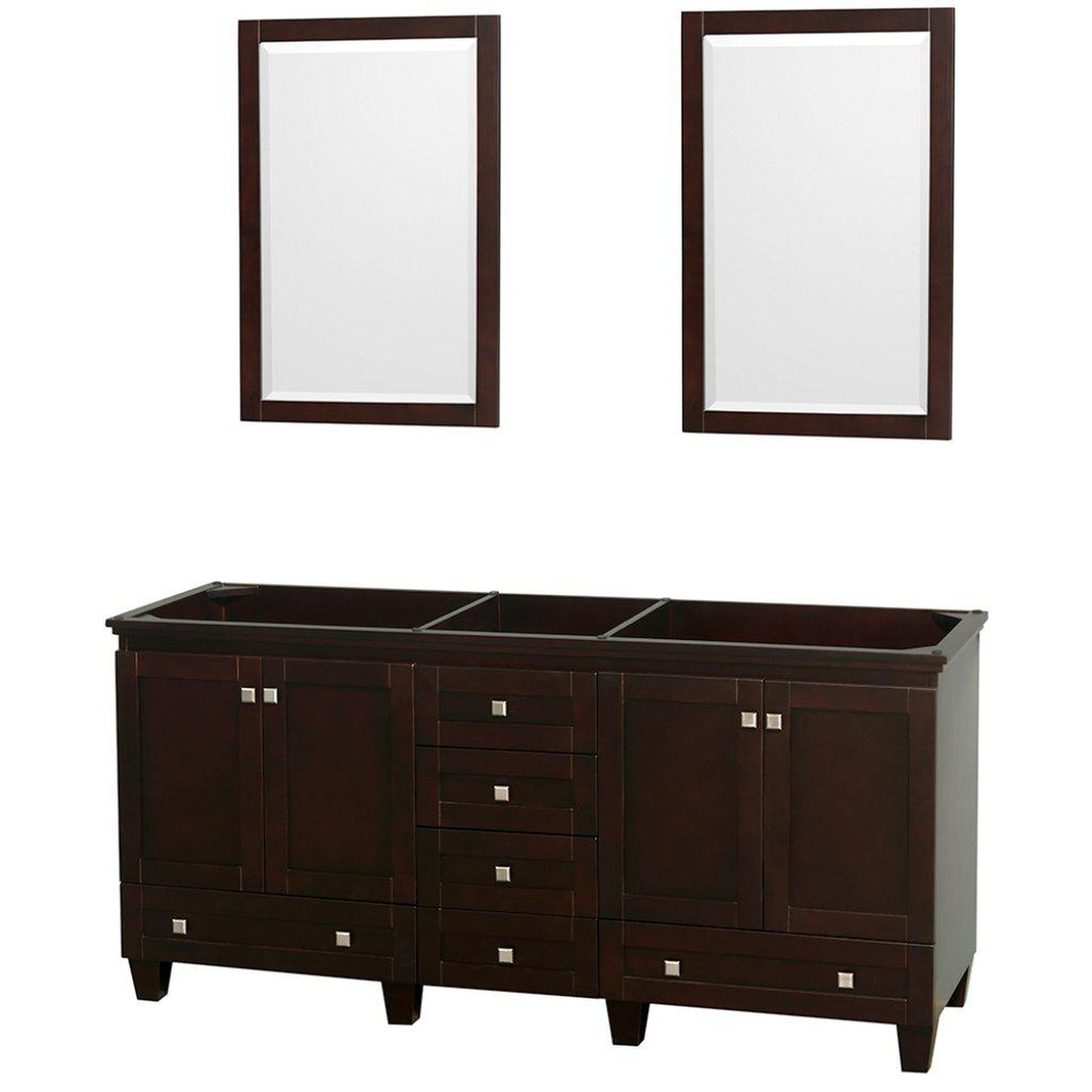 Wyndham Collection Acclaim 72" Double Bathroom Espresso Vanity With 2 Set Of 24" Mirror