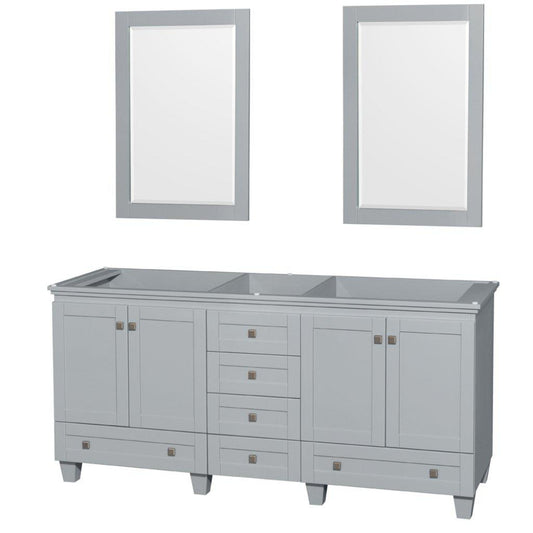 Wyndham Collection Acclaim 72" Double Bathroom Oyster Gray Vanity With 2 Set Of 24" Mirror