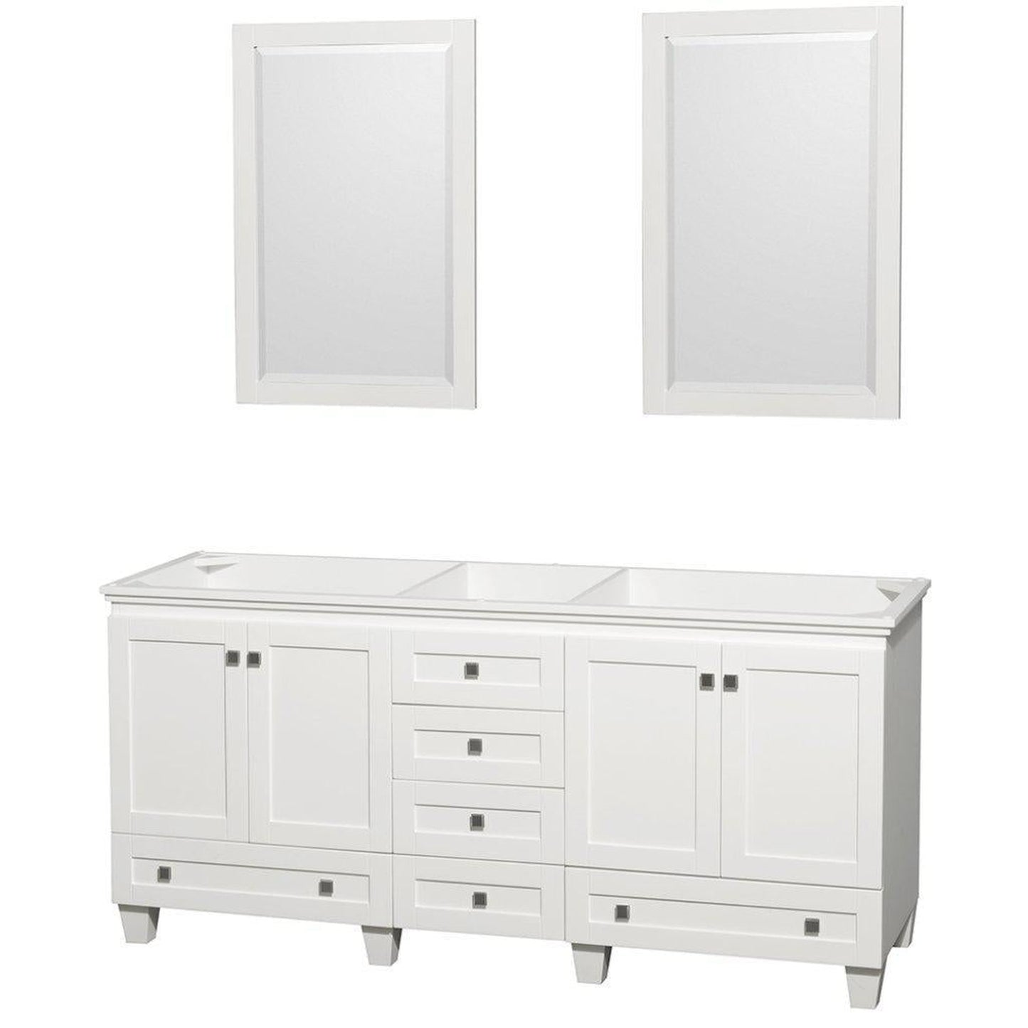 Wyndham Collection Acclaim 72" Double Bathroom White Vanity With 2 Set Of 24" Mirror