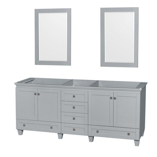 Wyndham Collection Acclaim 80" Double Bathroom Oyster Gray Vanity With 2 Set Of 24" Mirror