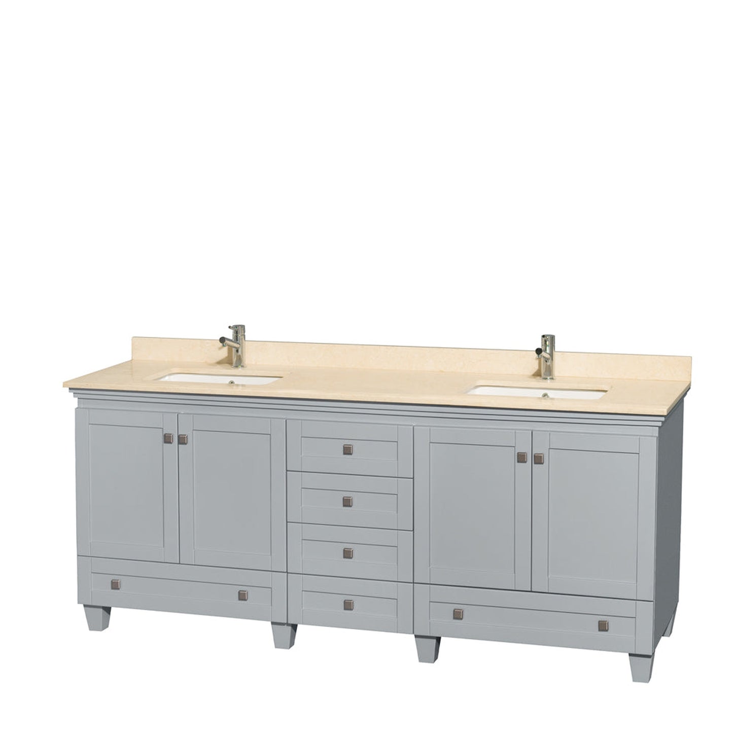 Wyndham Collection Acclaim 80" Double Bathroom Vanity in Oyster Gray With Ivory Marble Countertop & Undermount Square Sink
